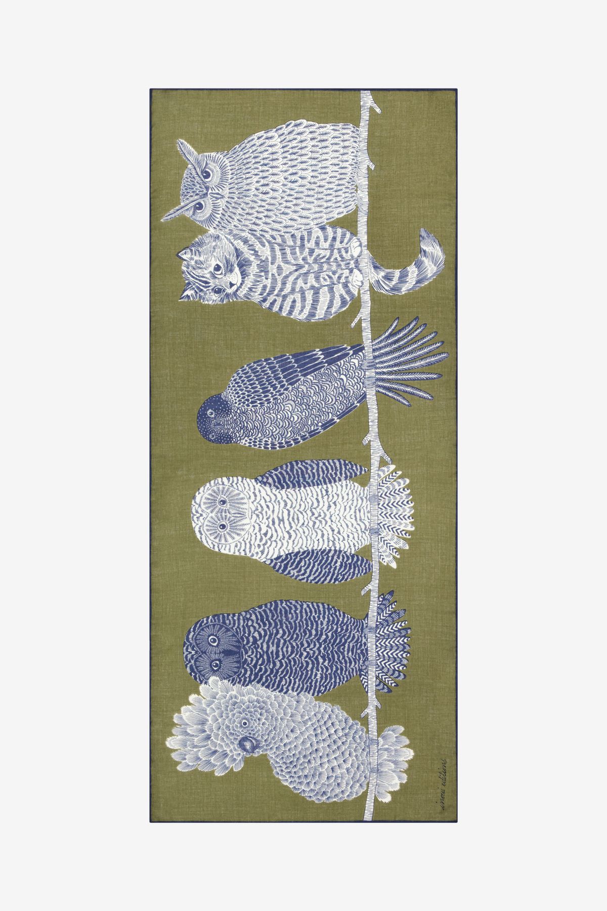 Écharpe 80 - Chouette - Kaki