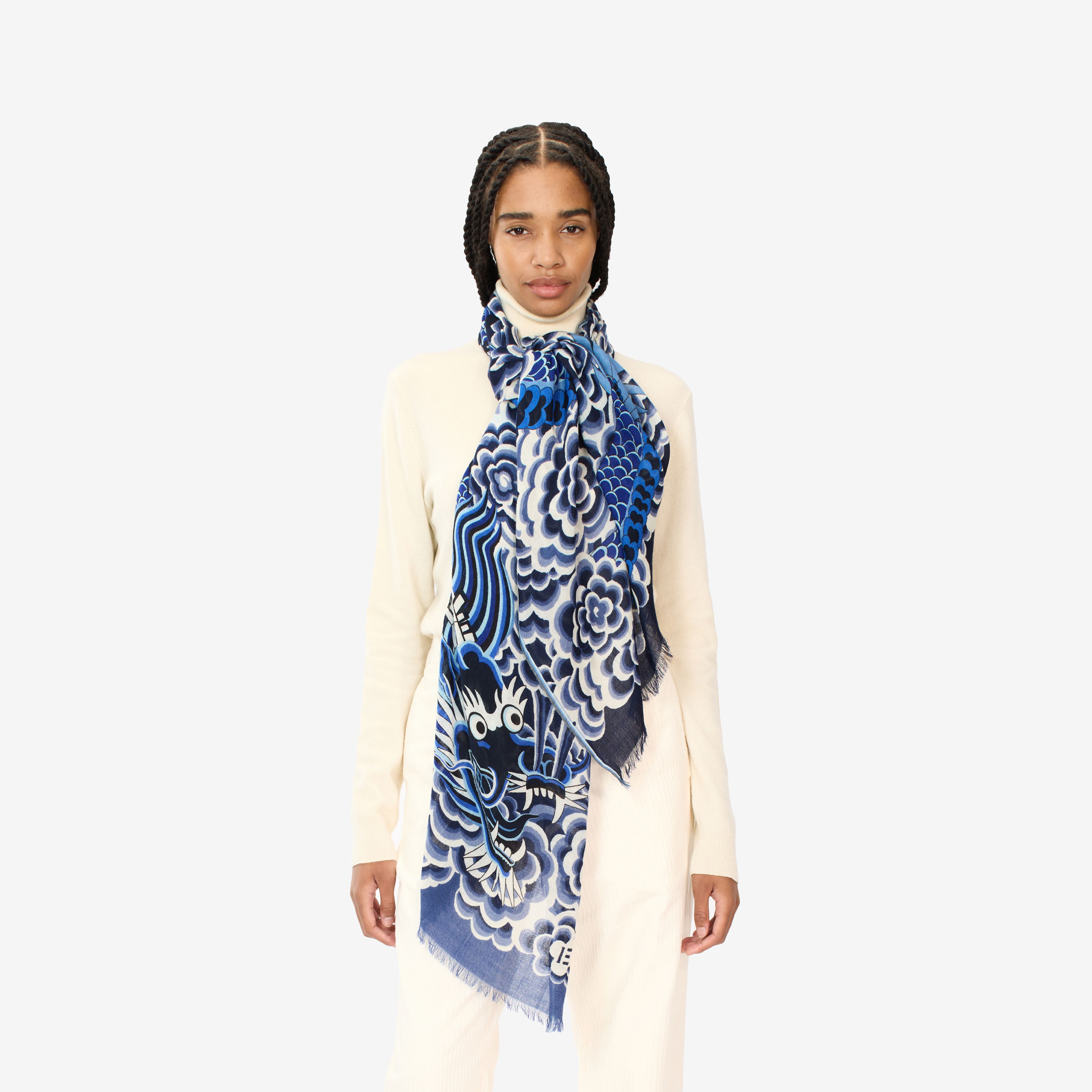Scarf 70 - Dragon - Blue