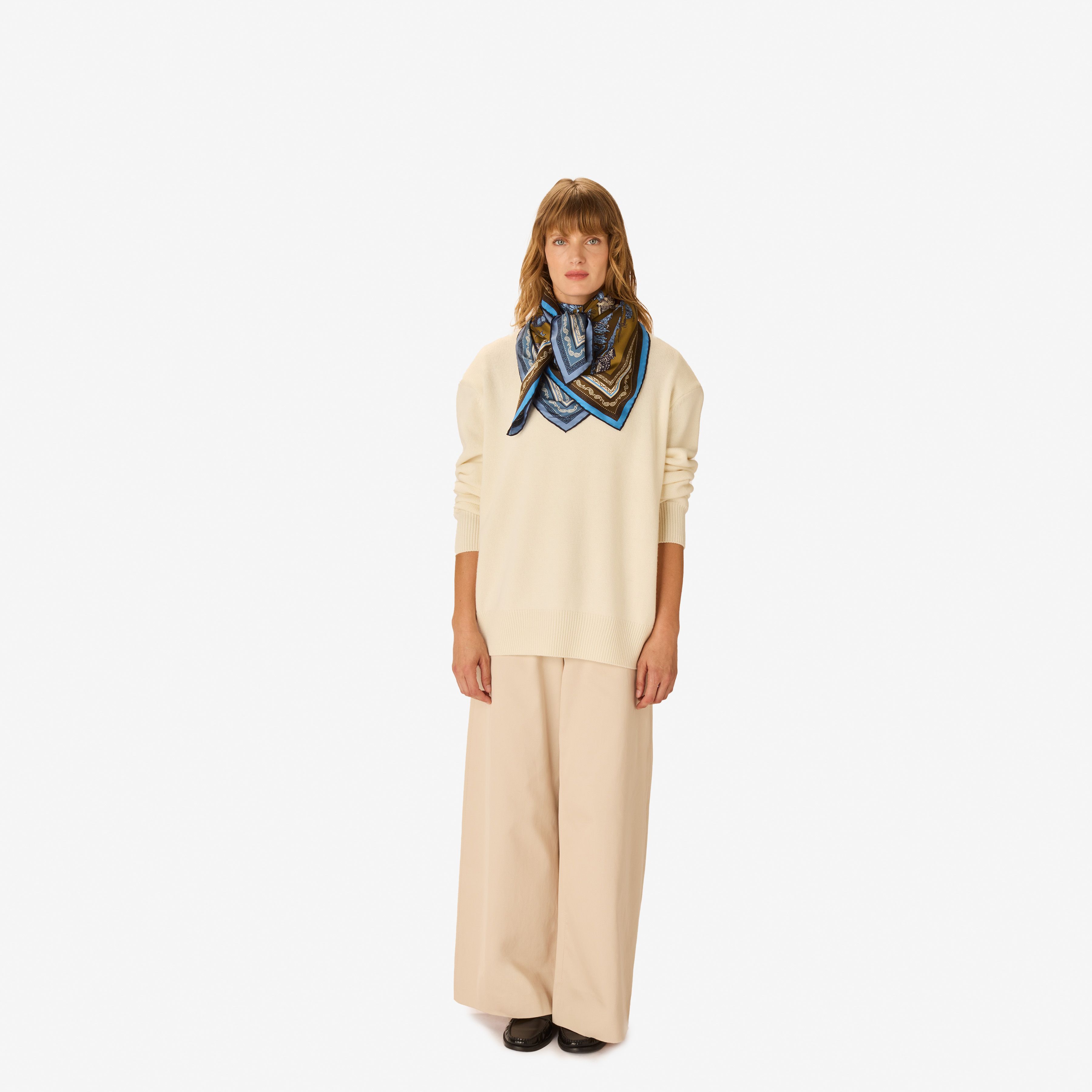 Square 100 - Reverie - Khaki & Blue