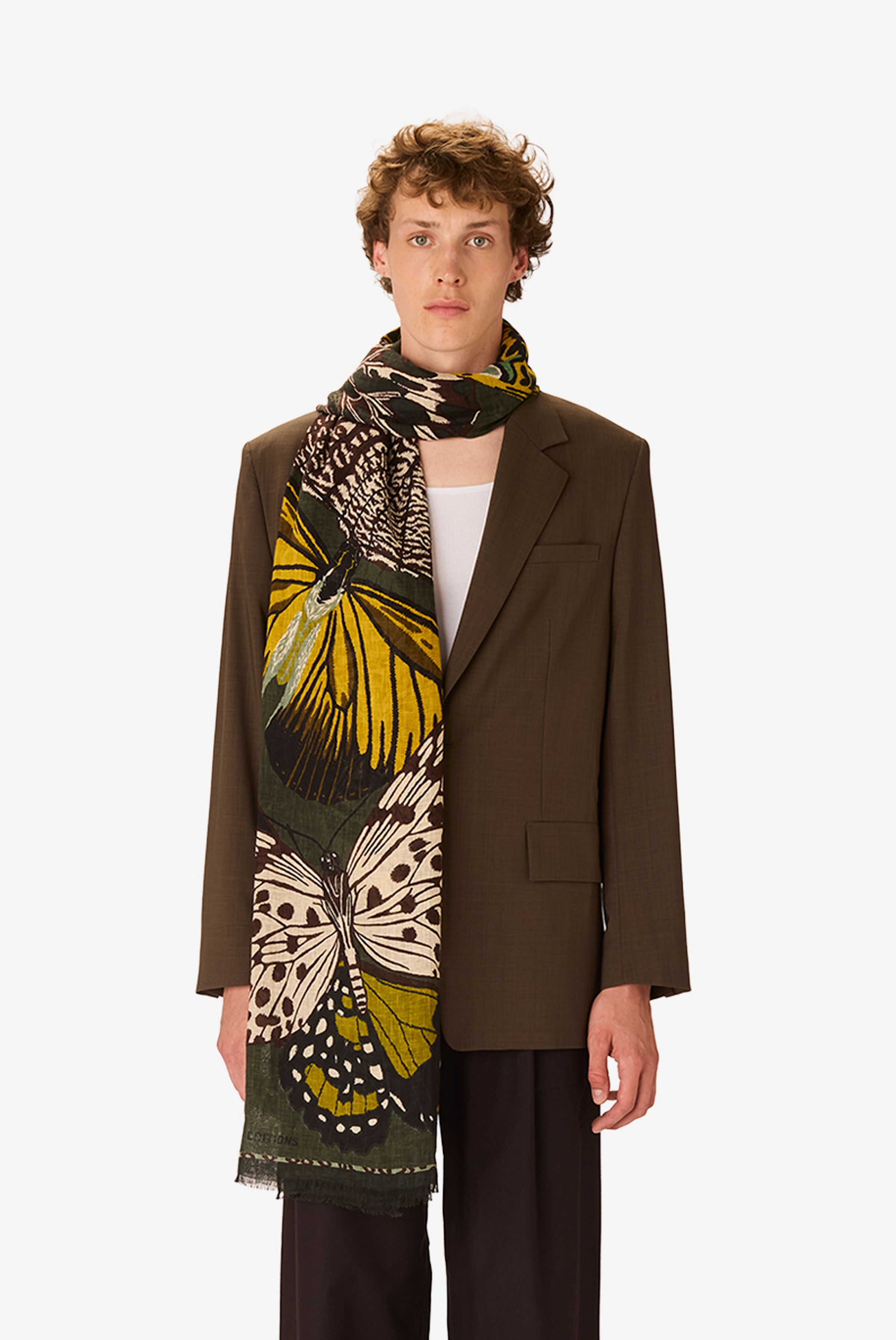 Écharpe 100 - Papillons - kaki