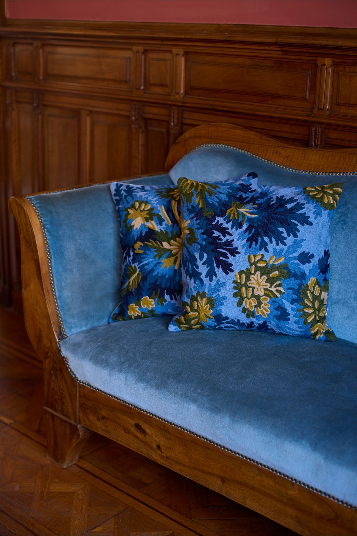 Housse de Coussin 45 - Fontainebleau - Bleu Canard