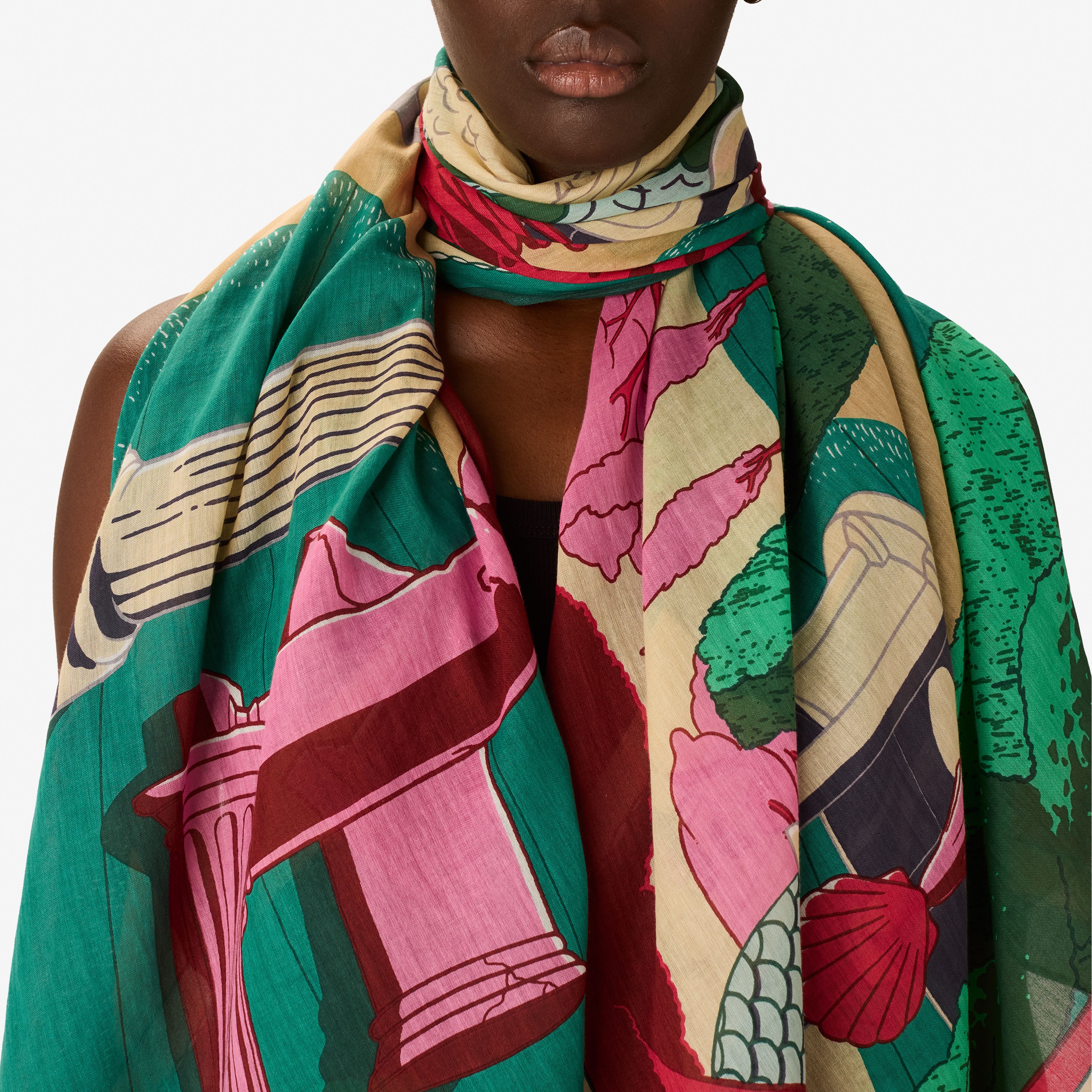 Écharpe 100 - Jardin - Fuchsia