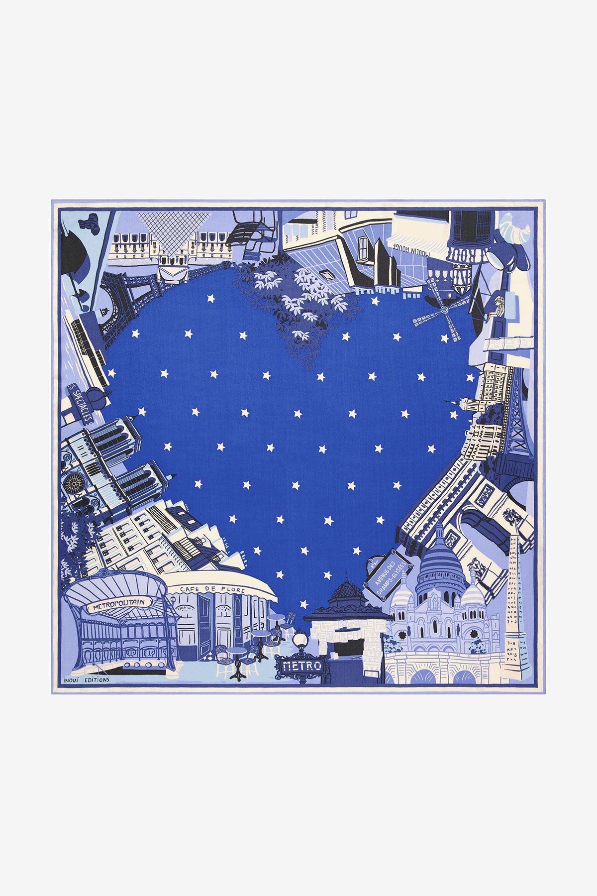 Carré en Soie 100 - J'Aime Paris - Bleu