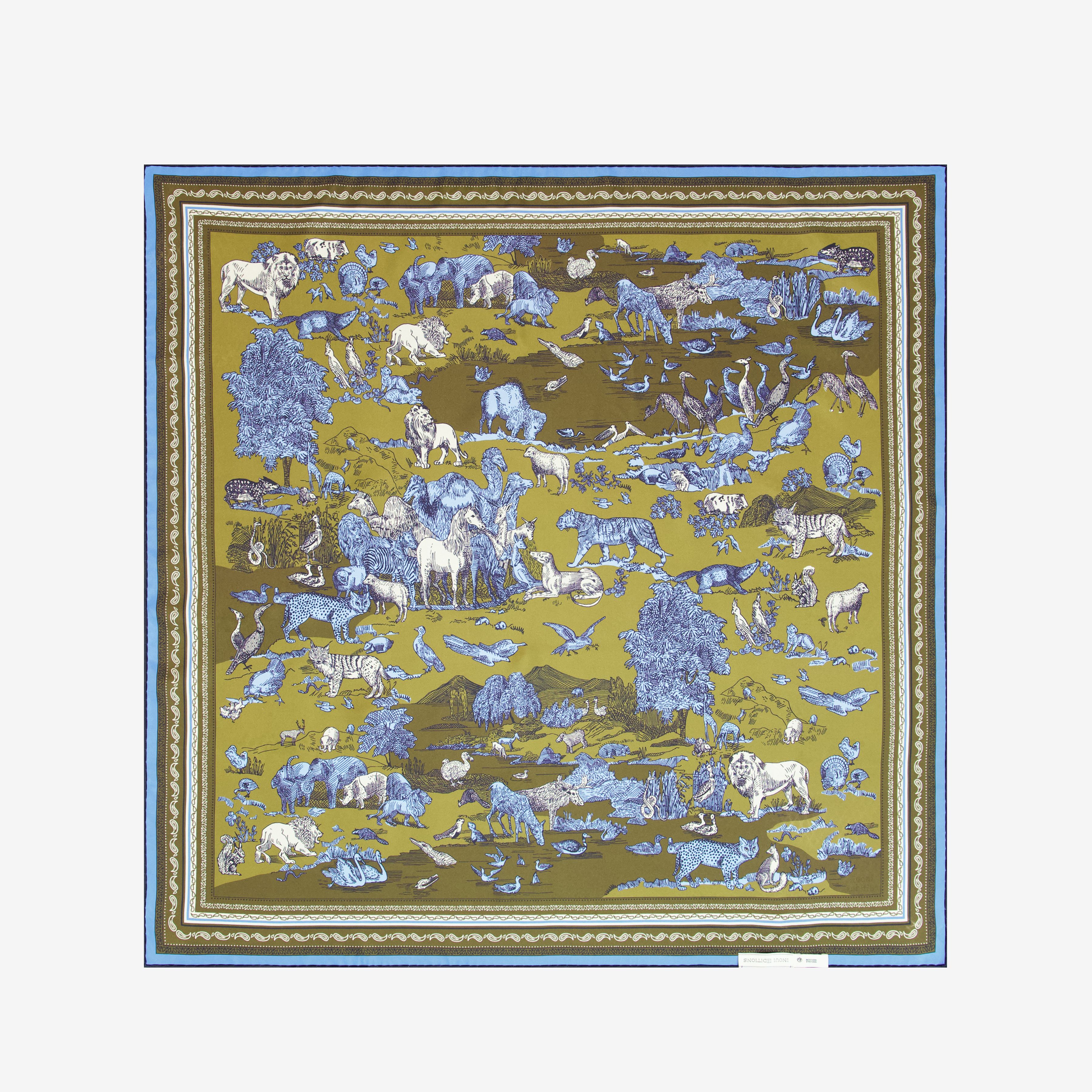 Square 100 - Reverie - Khaki & Blue