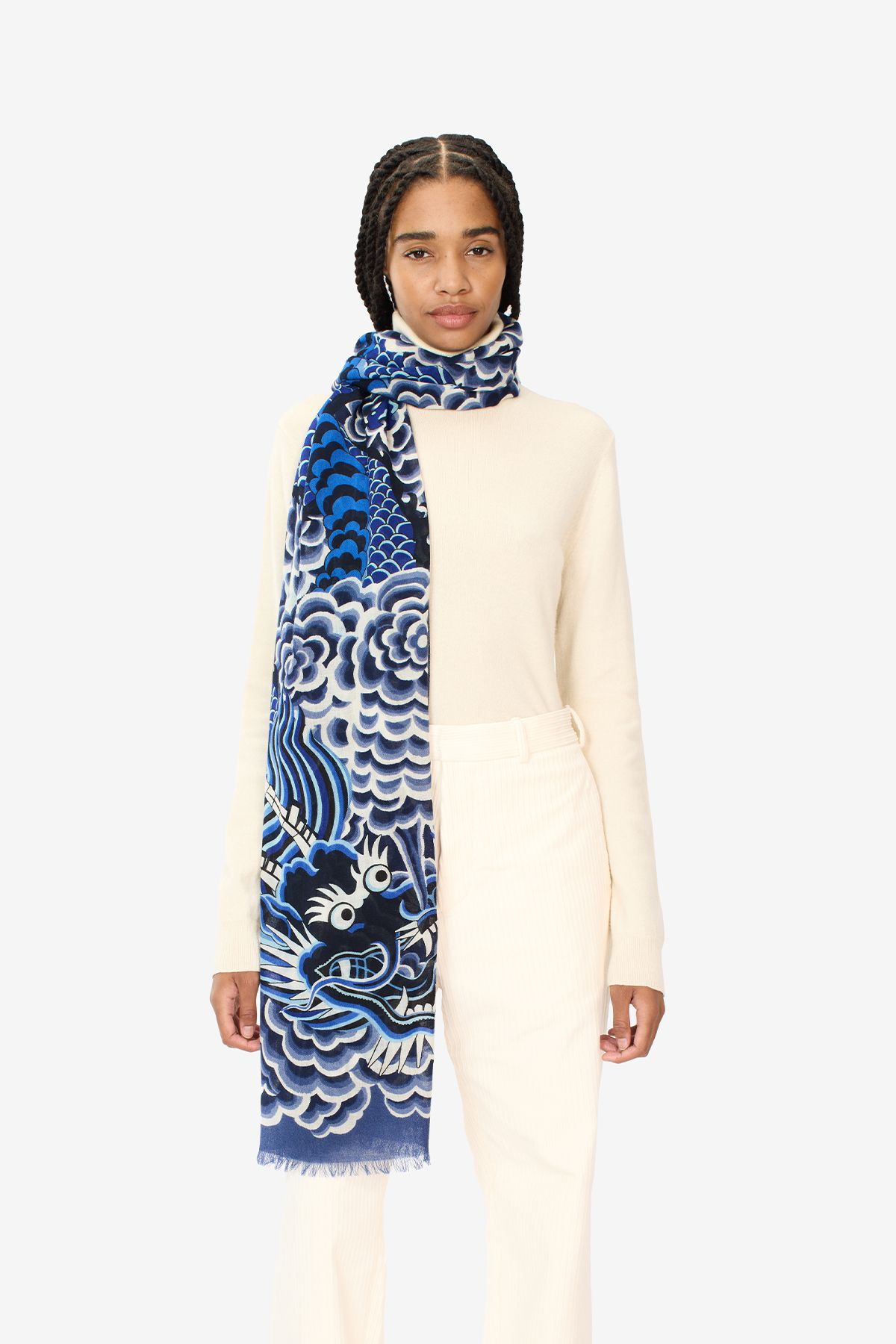 Écharpe 70 - Dragon - Bleu