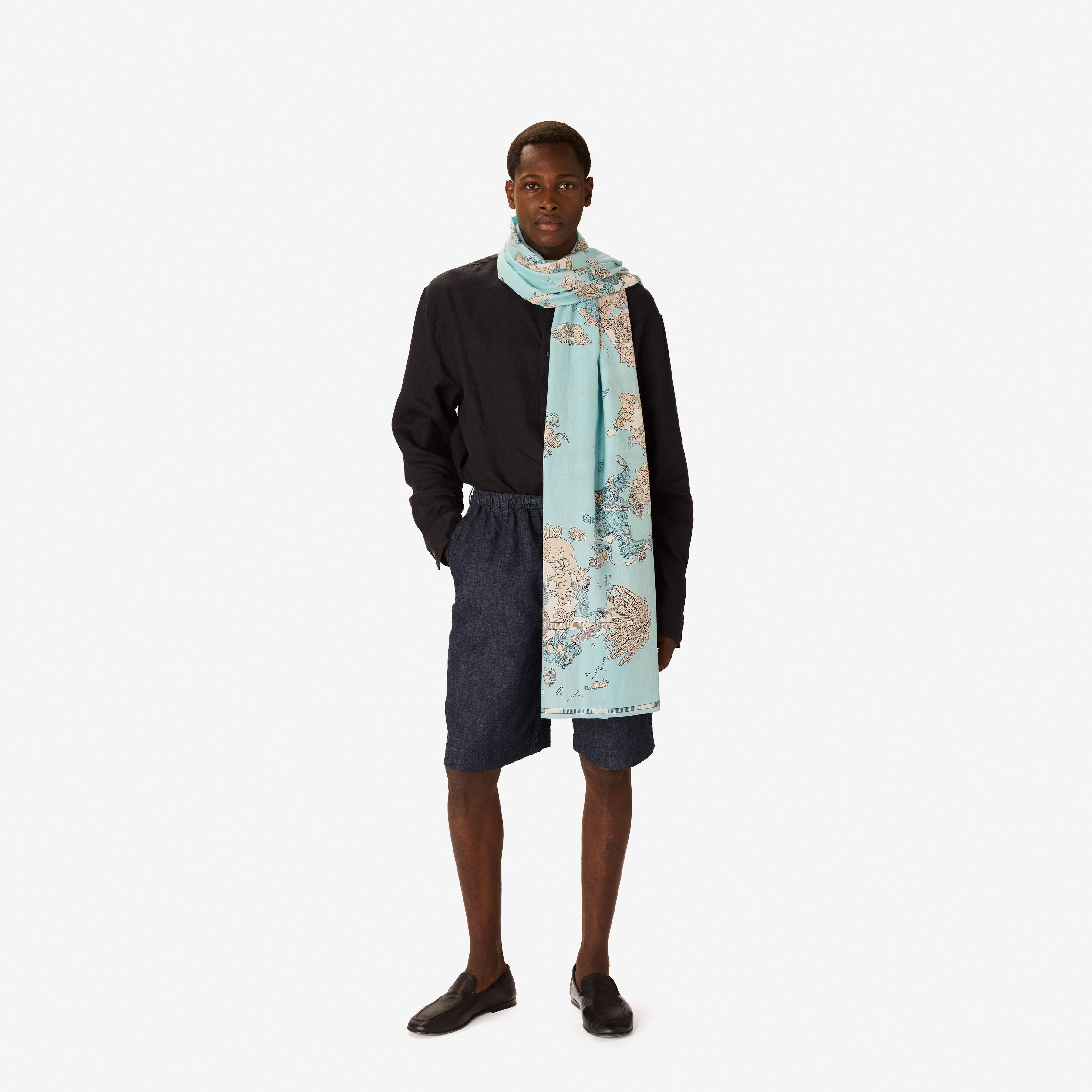 Schal 100 - Atlas - Türkisblau