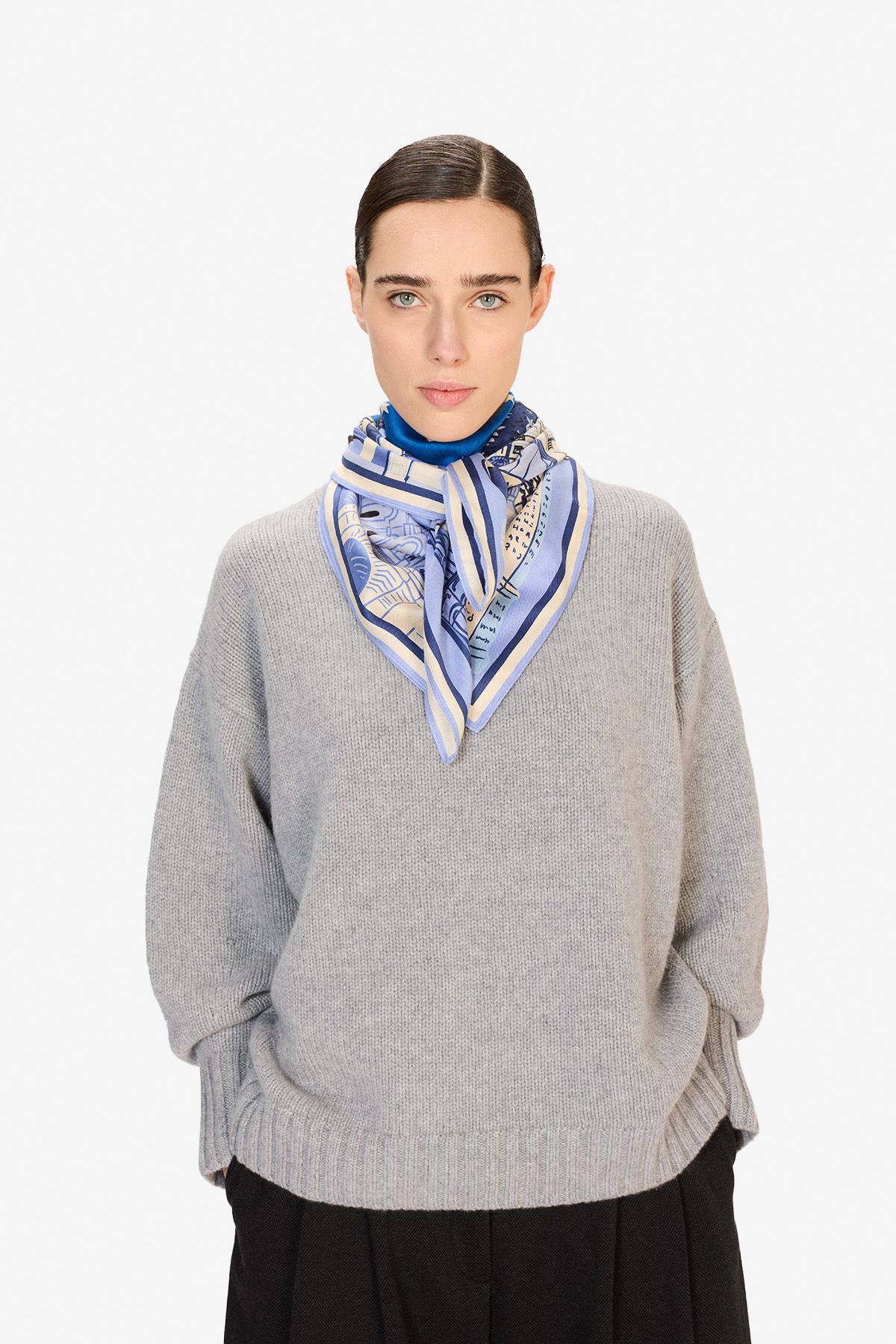 Carré en Soie 100 - J'Aime Paris - Bleu