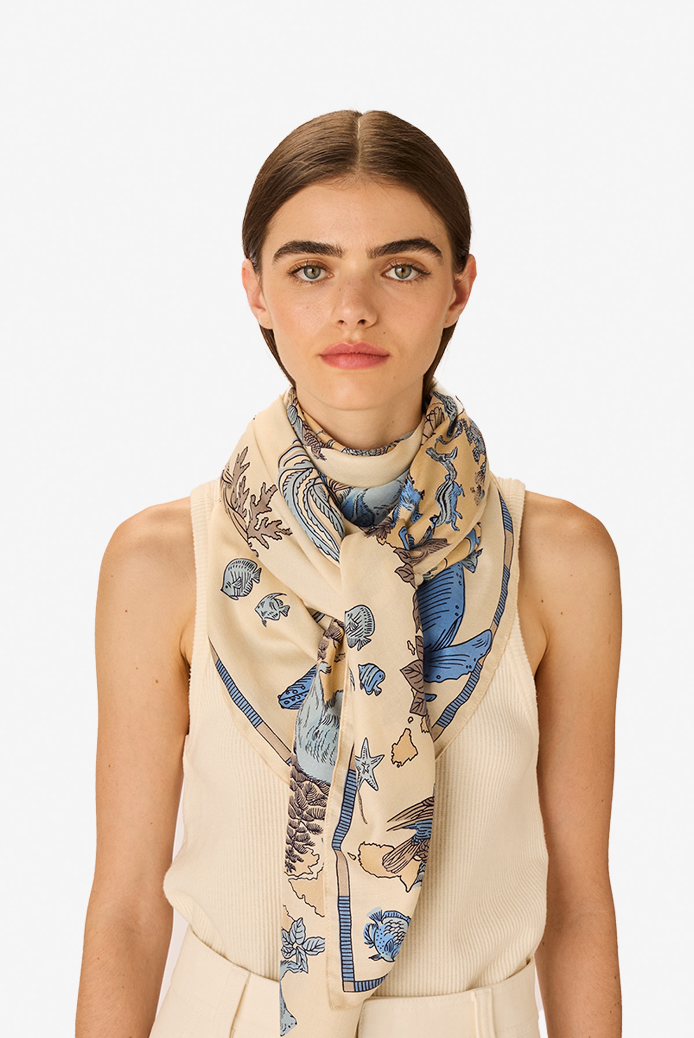 Quadratisches Tuch 130 - Atlas - Weiß