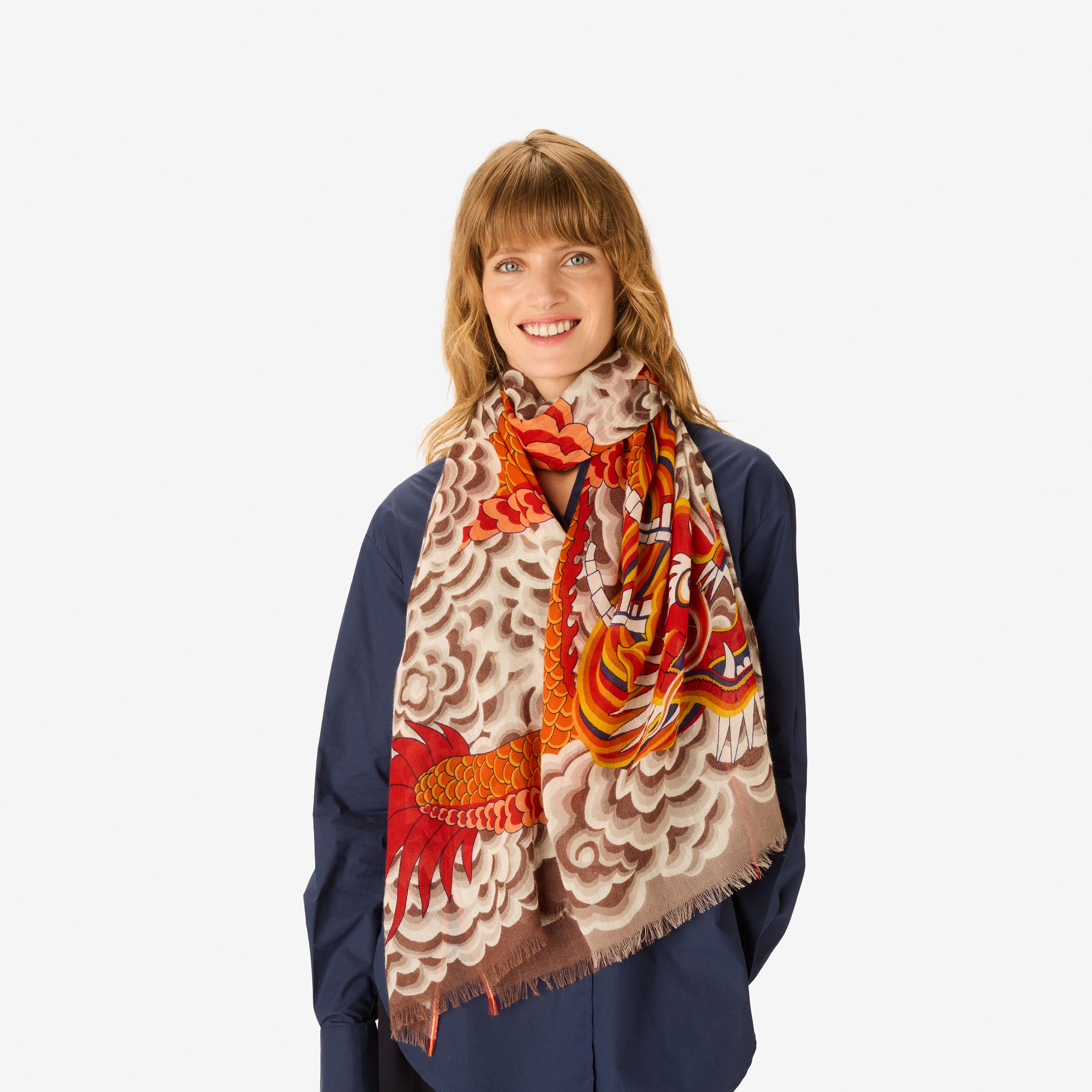 Scarf 70 - Dragon - Orange
