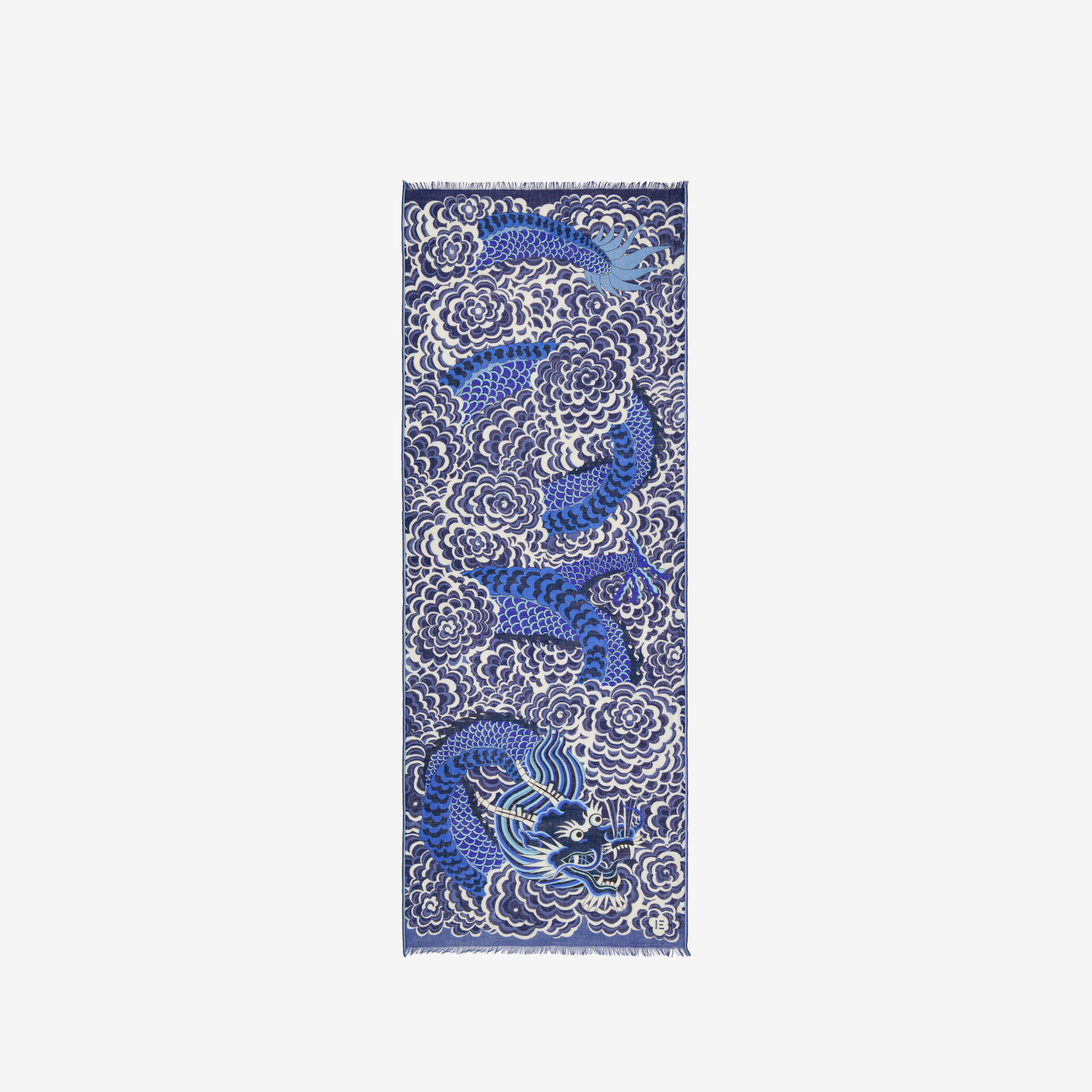 Scarf 70 - Dragon - Blue