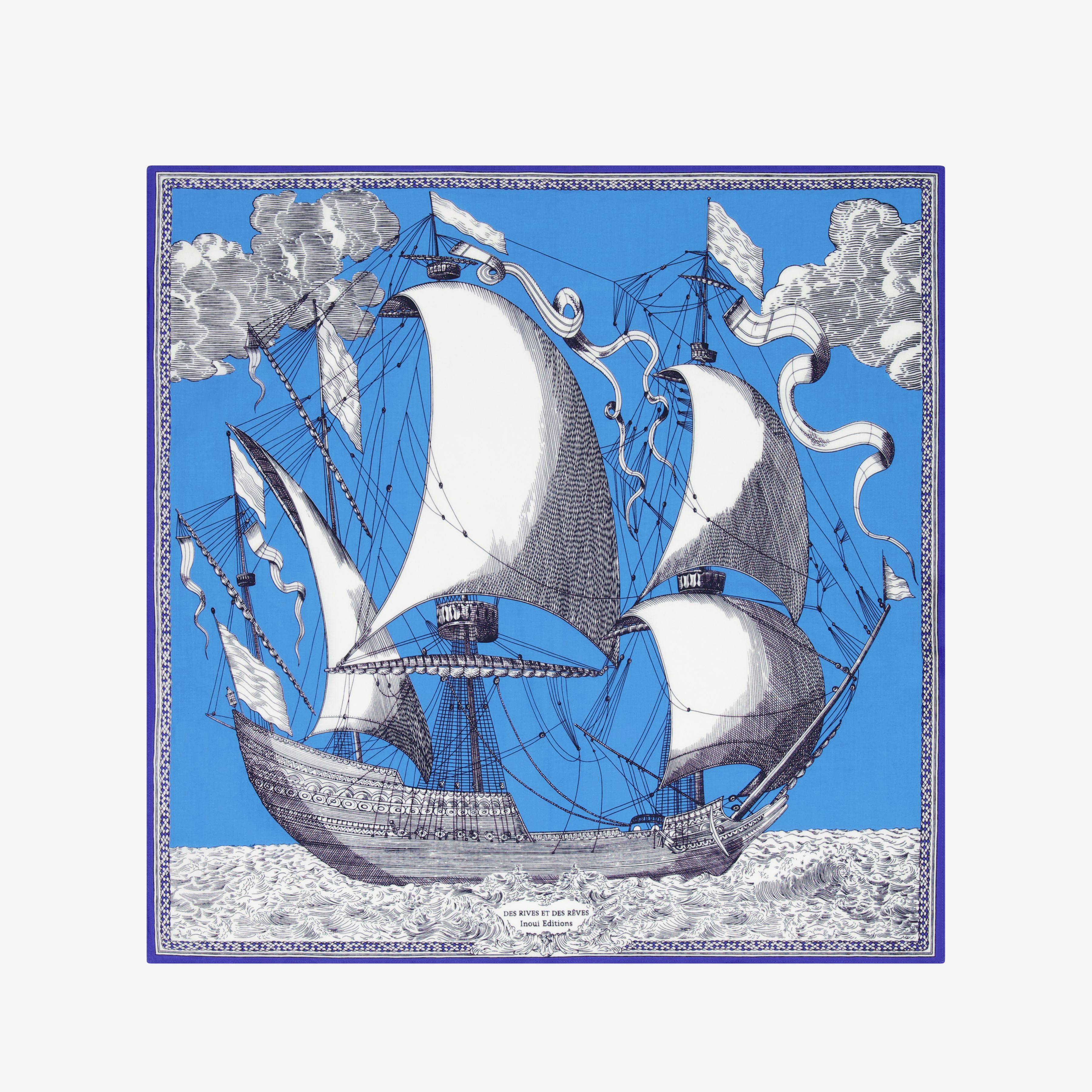 Foulard quadrato 65 - Des Rives Et Des Reves - Blu