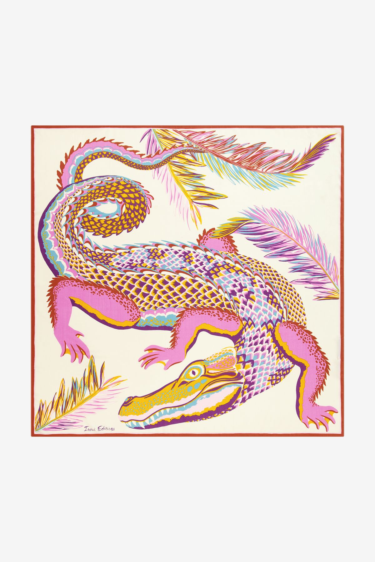 Carré 100 - Croco - Blanc