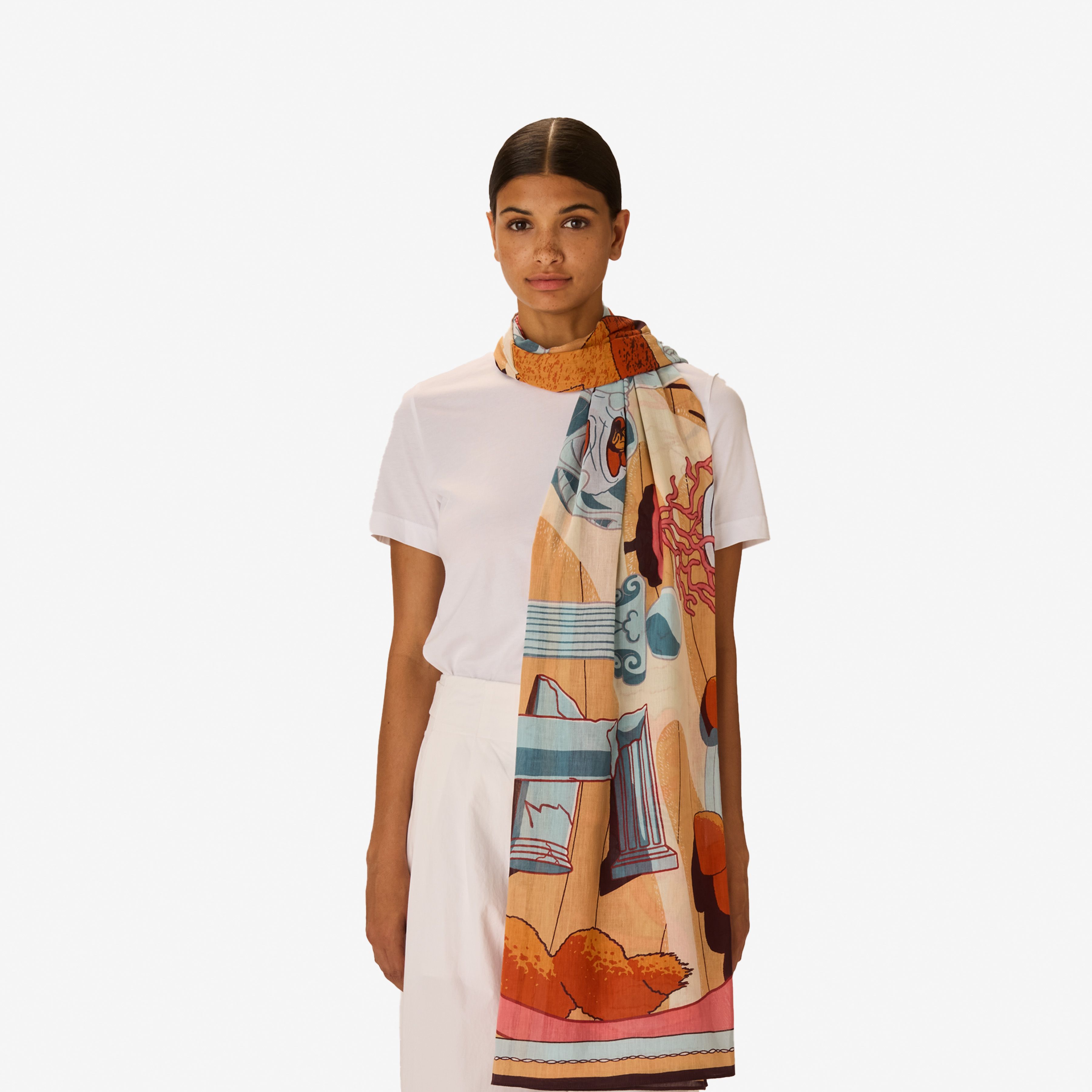 Écharpe 100 - Jardin - Corail