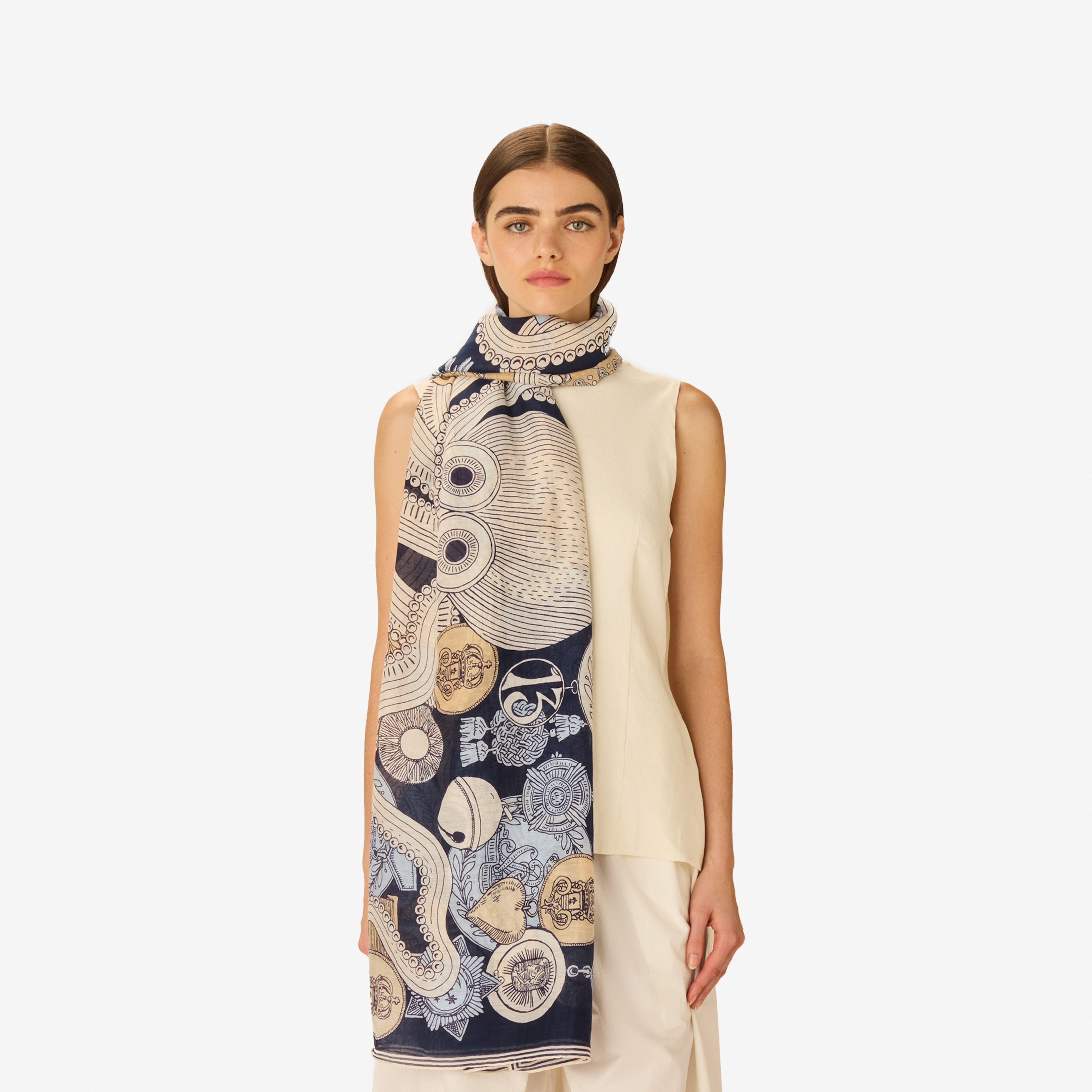 Scarf 100 - Octopus - Navy
