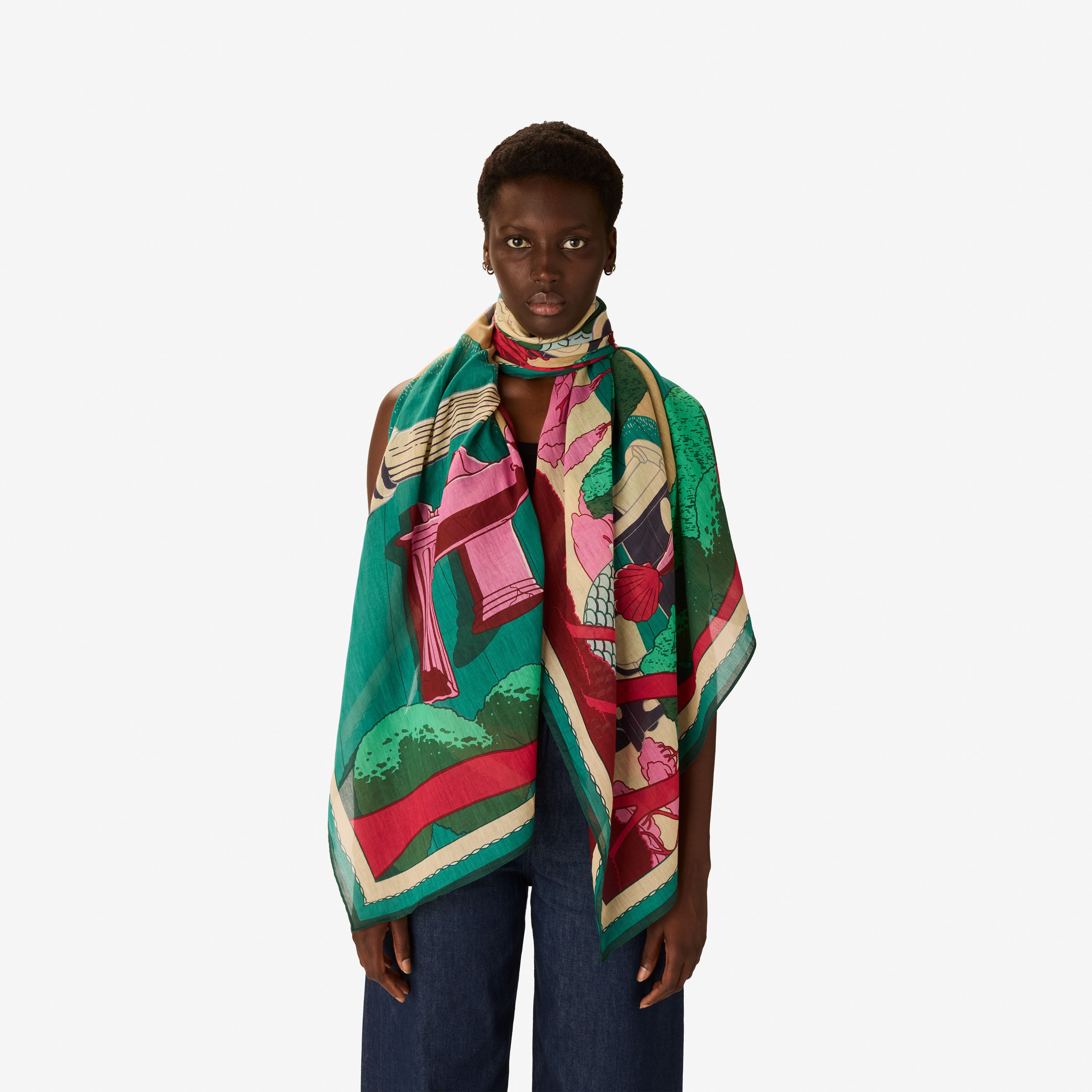 Écharpe 100 - Jardin - Fuchsia