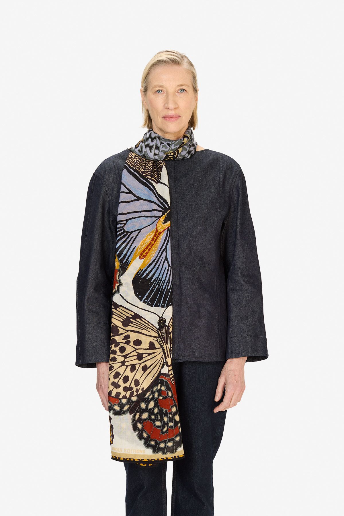 Écharpe 70 - Papillons - Blanc