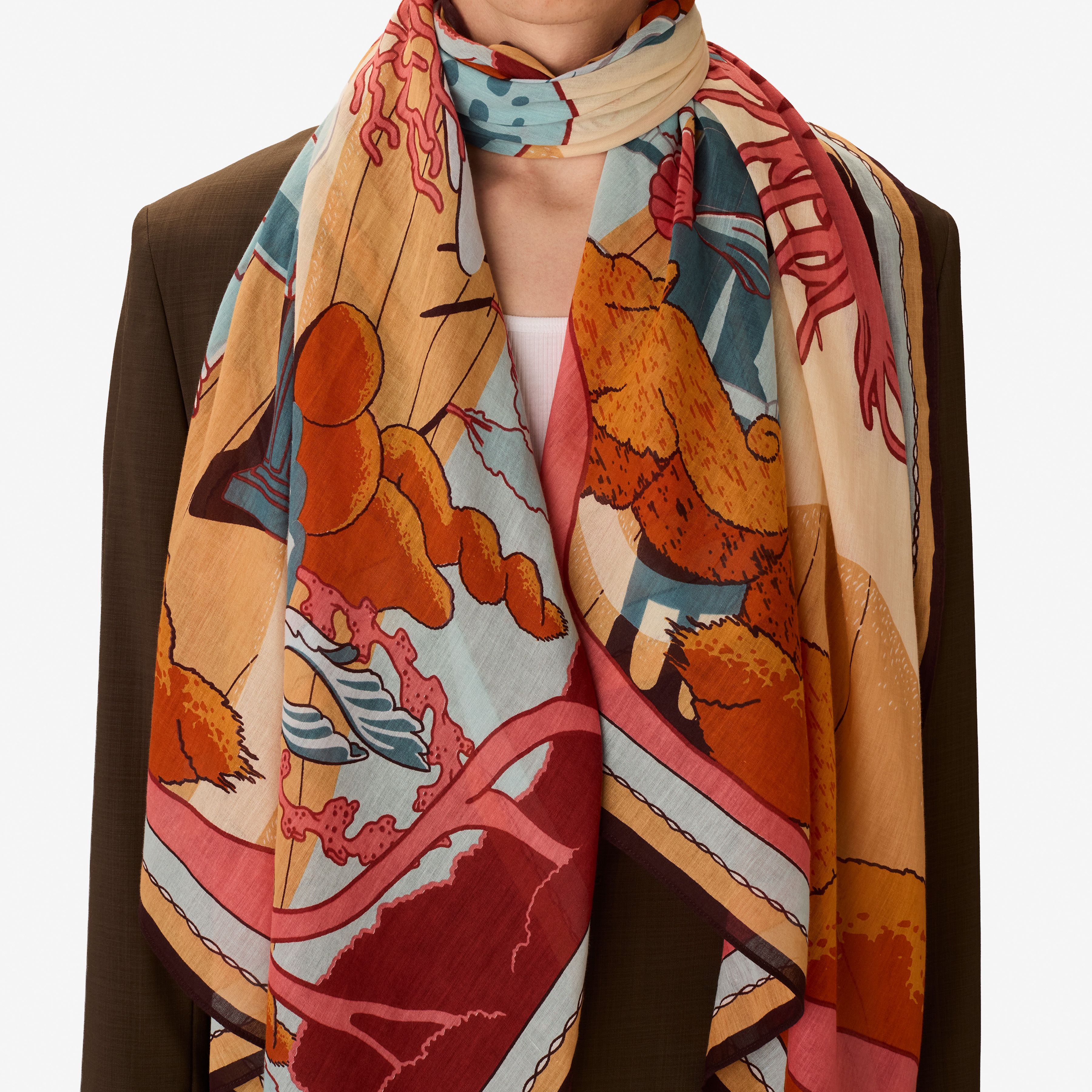 Écharpe 100 - Jardin - Corail