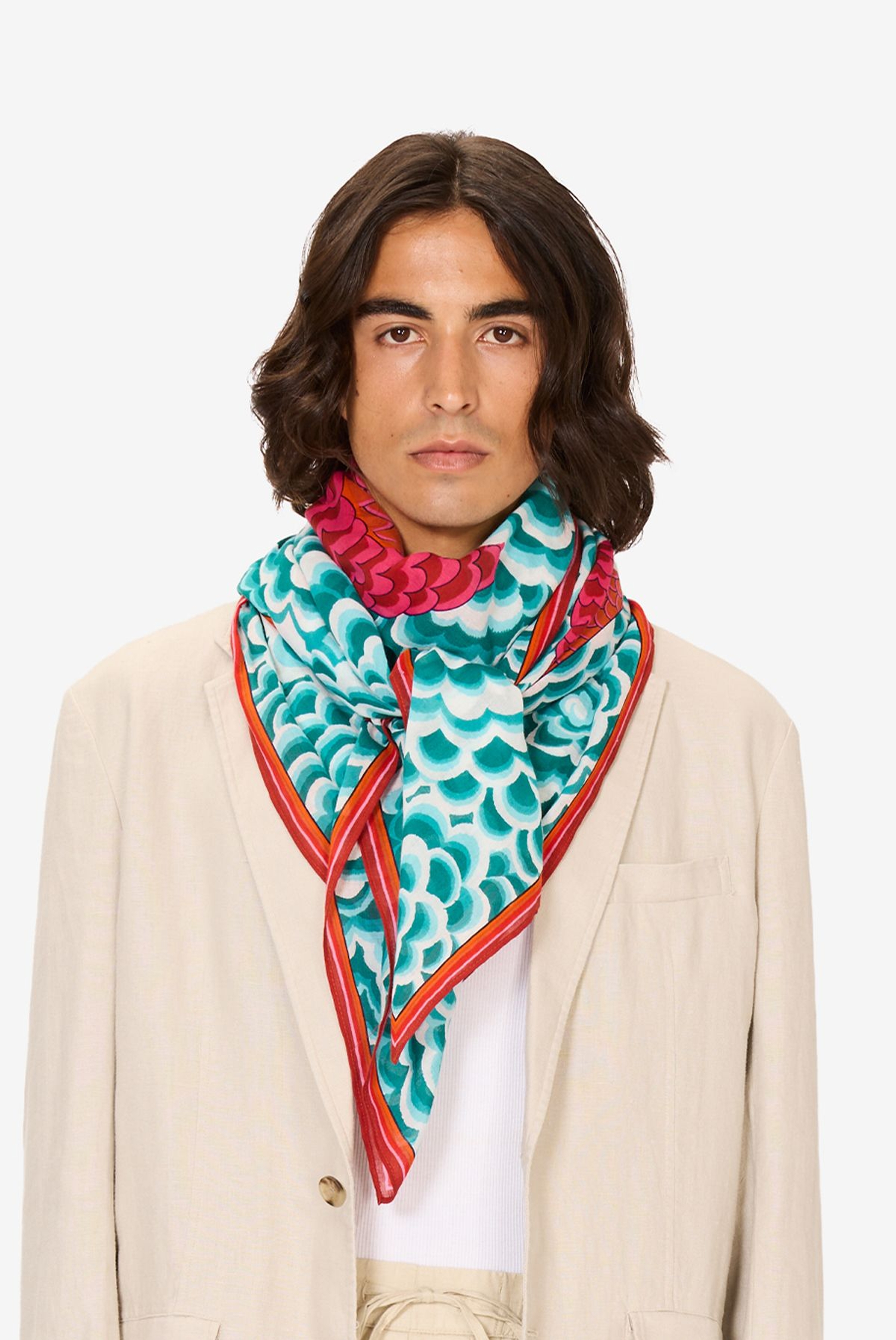 Carré 130 - Dragon - Bleu Turquoise