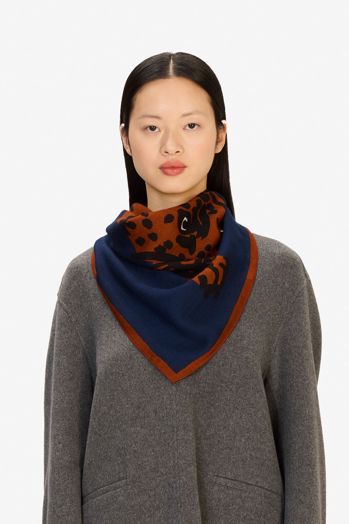 Carré 100 - Feline - Bleu