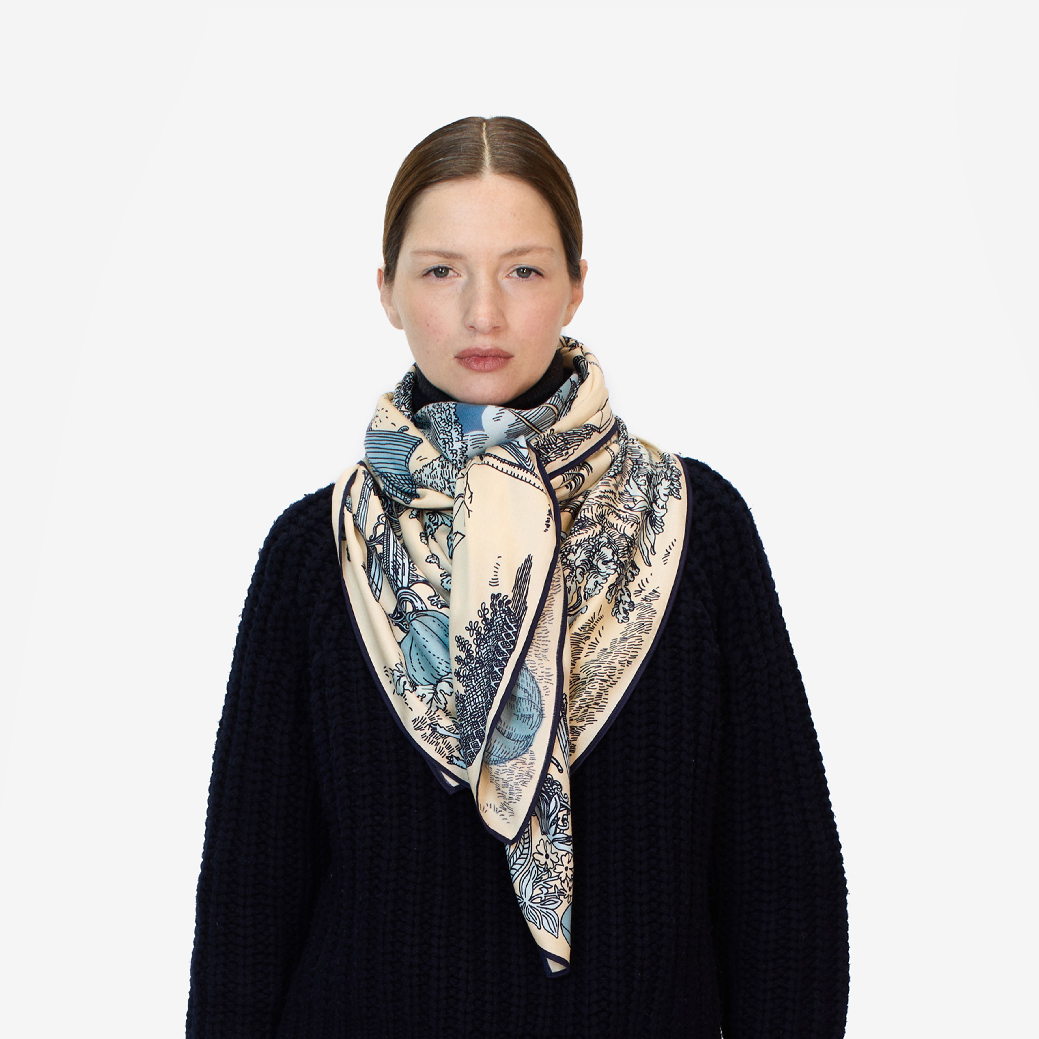 Carré 130 - Quatre Saisons - Bleu