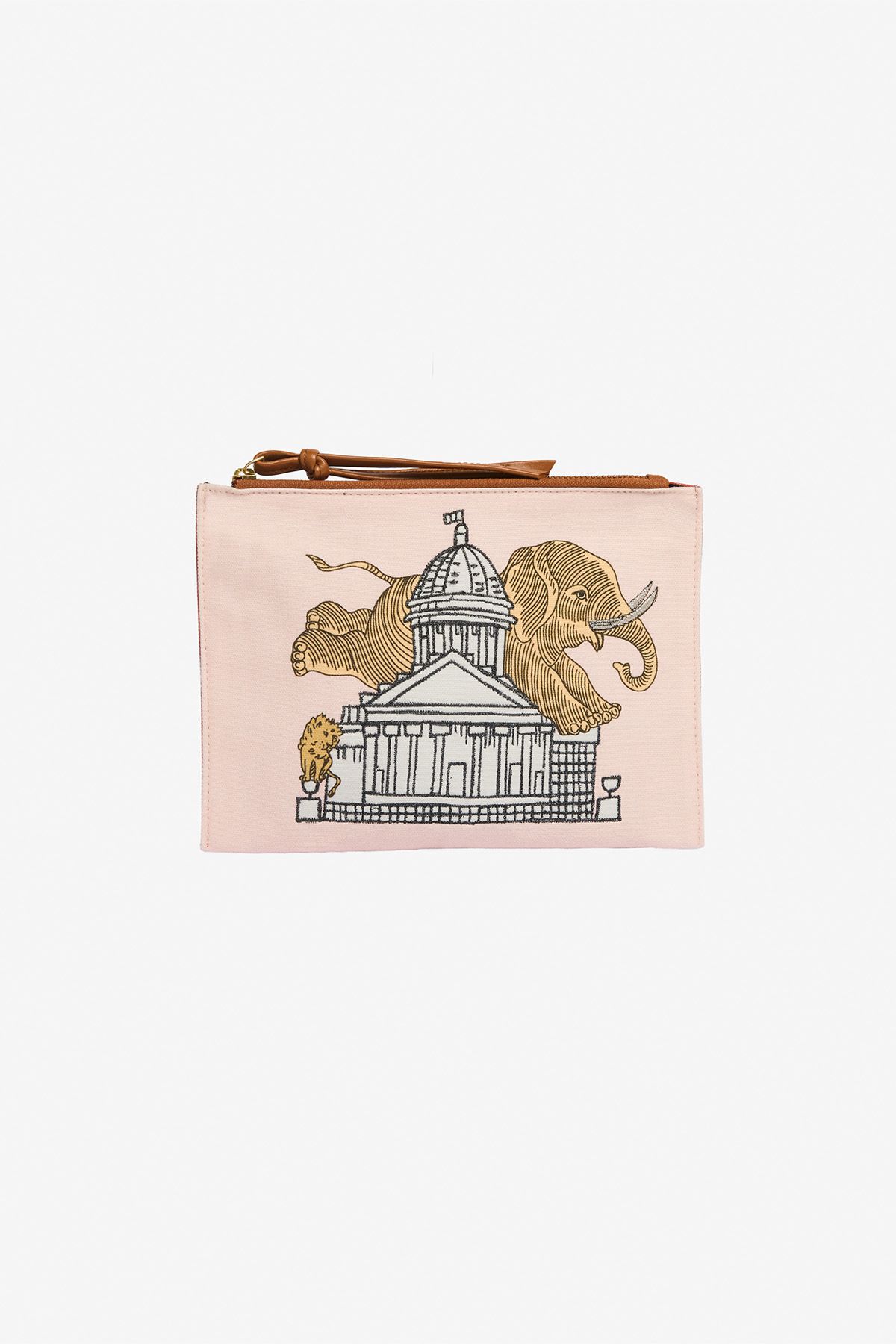 Pochette Brodée - Elephant - Pastel