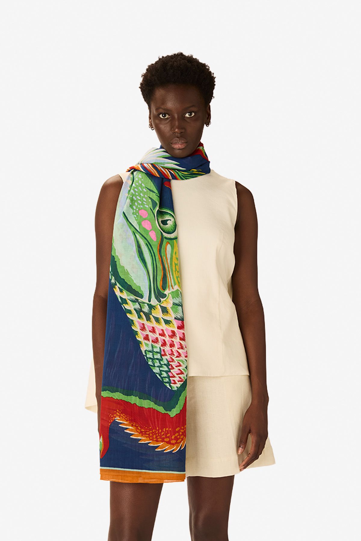 Écharpe 100 - Croco - Bleu canard