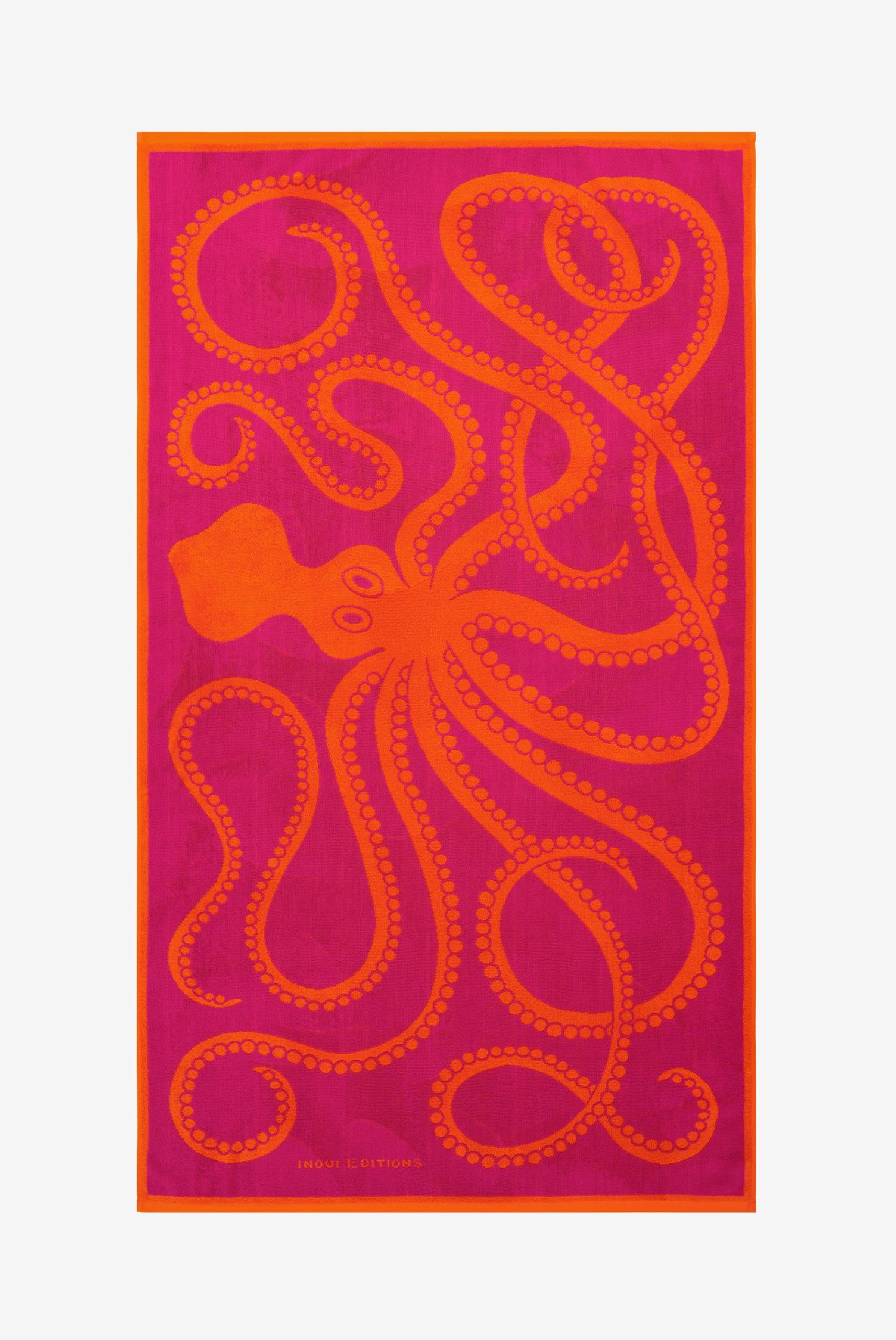 Serviette De Plage 100 - Octopus - Fuchsia