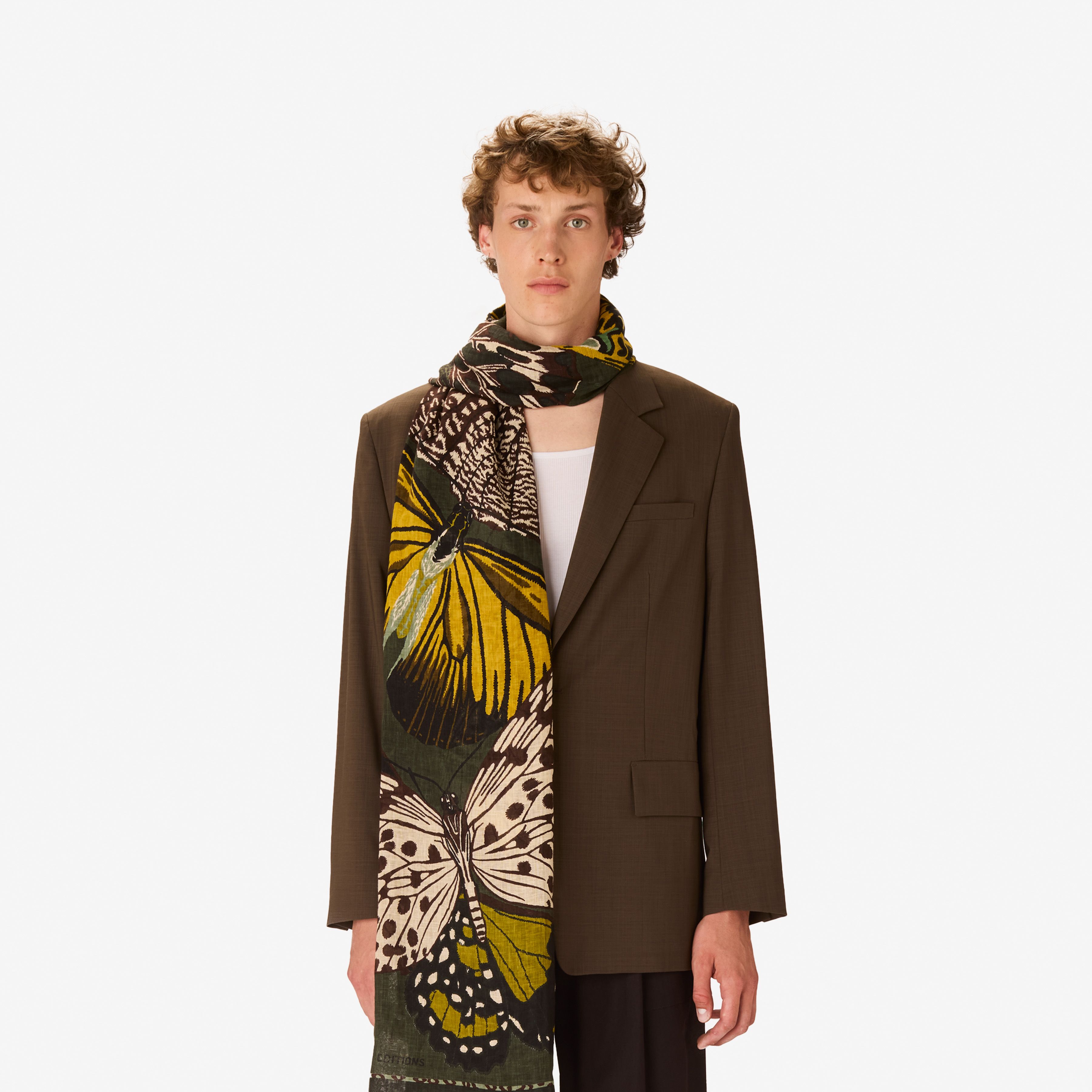 Écharpe 100 - Papillons - kaki