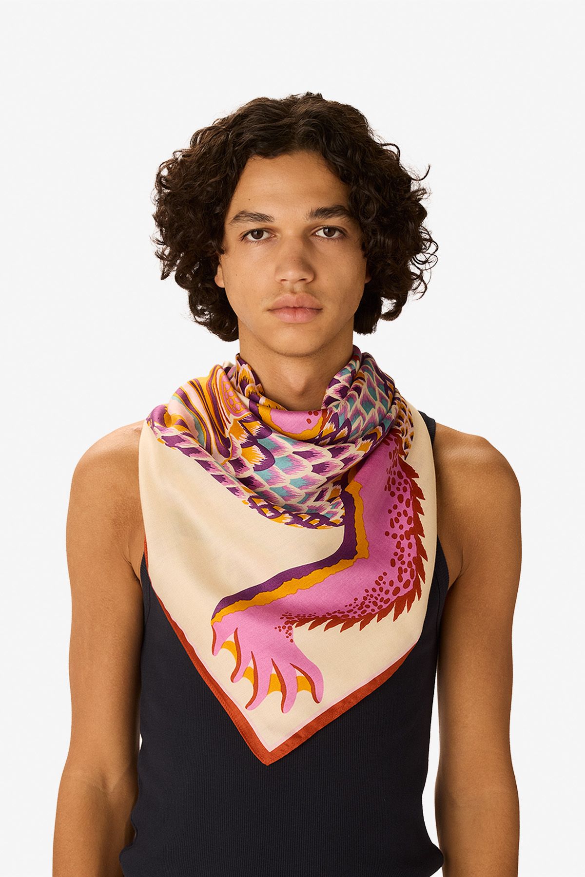 Carré 100 - Croco - Blanc