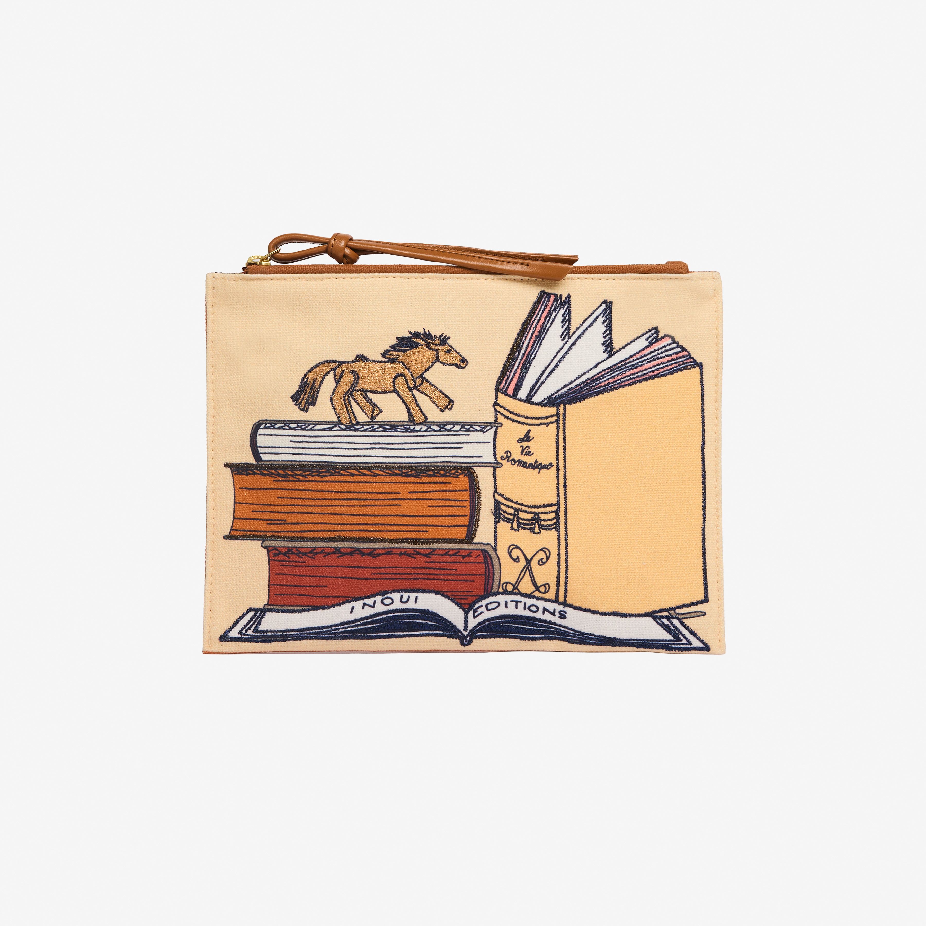 Pochette Brodée - Paris Neuvieme - Beige