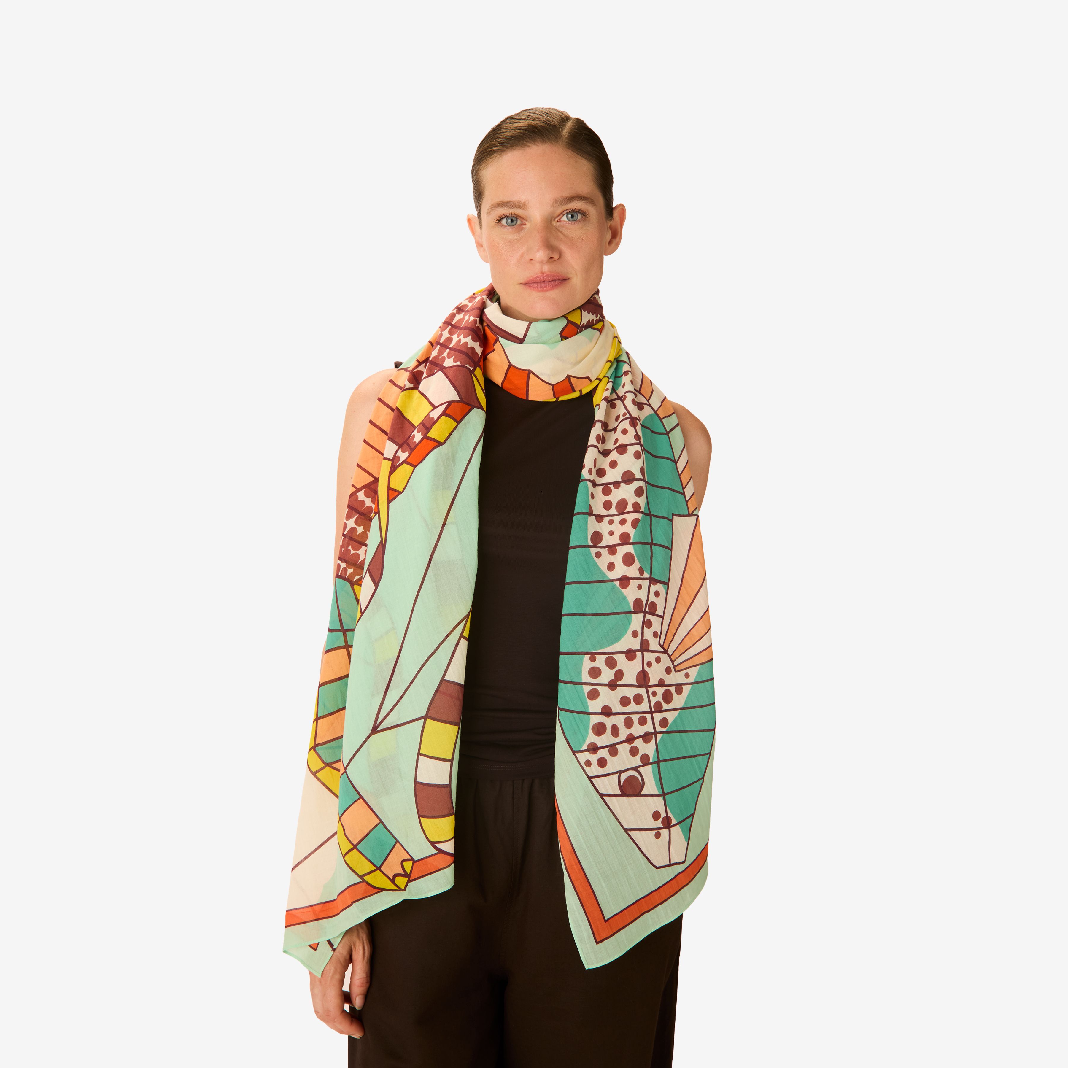 Ciarpe 100 - Cerfs Volants - Blu Turchese