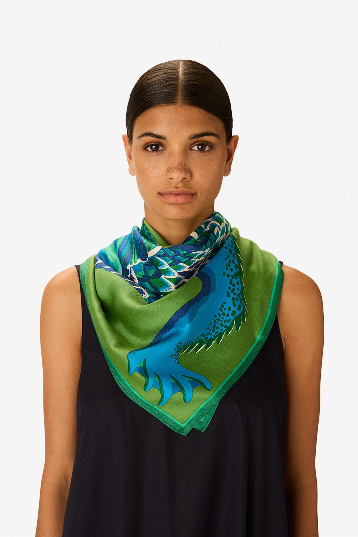 Carré 100 - Croco - Vert