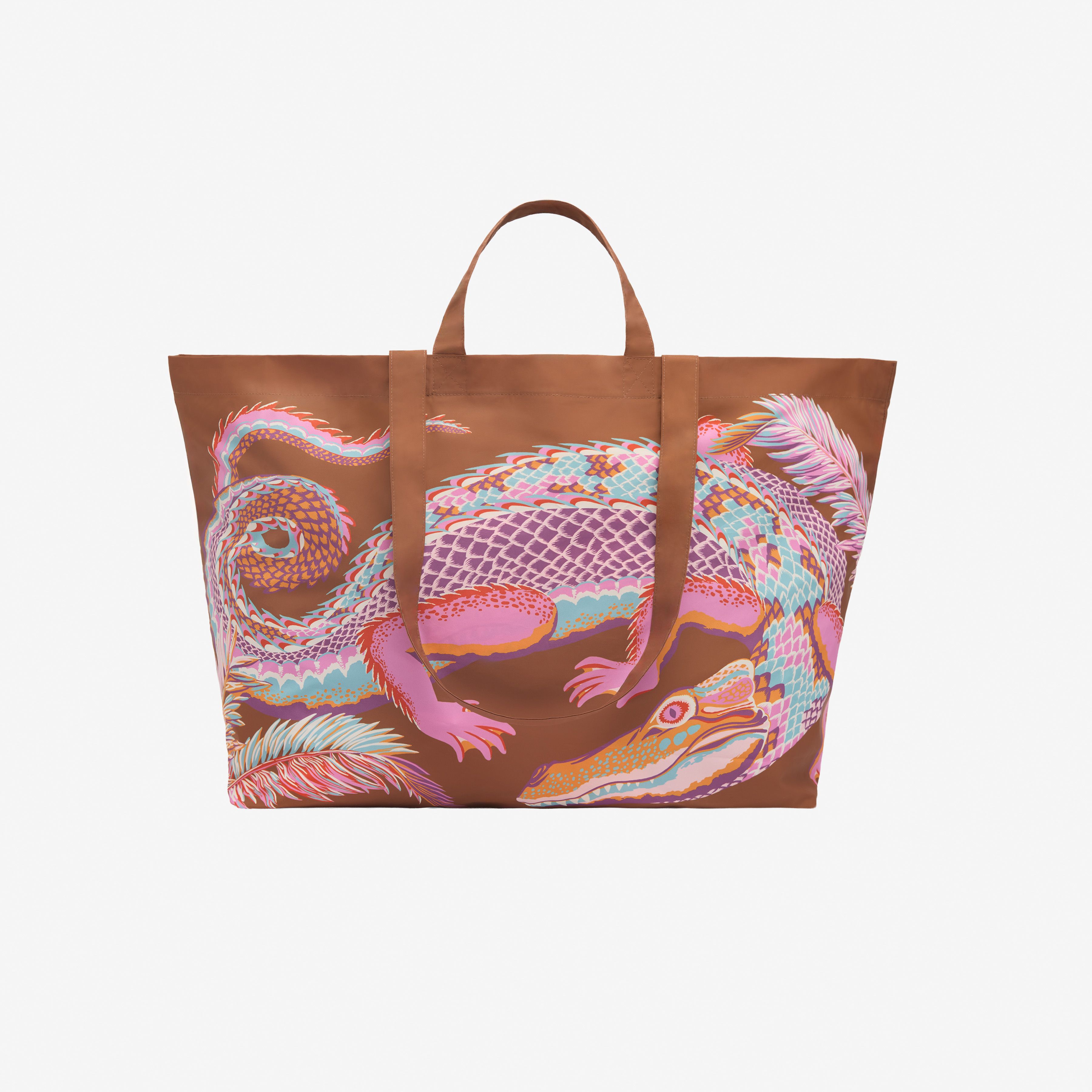 Maxi Shopper Bag - Croco - Caramel