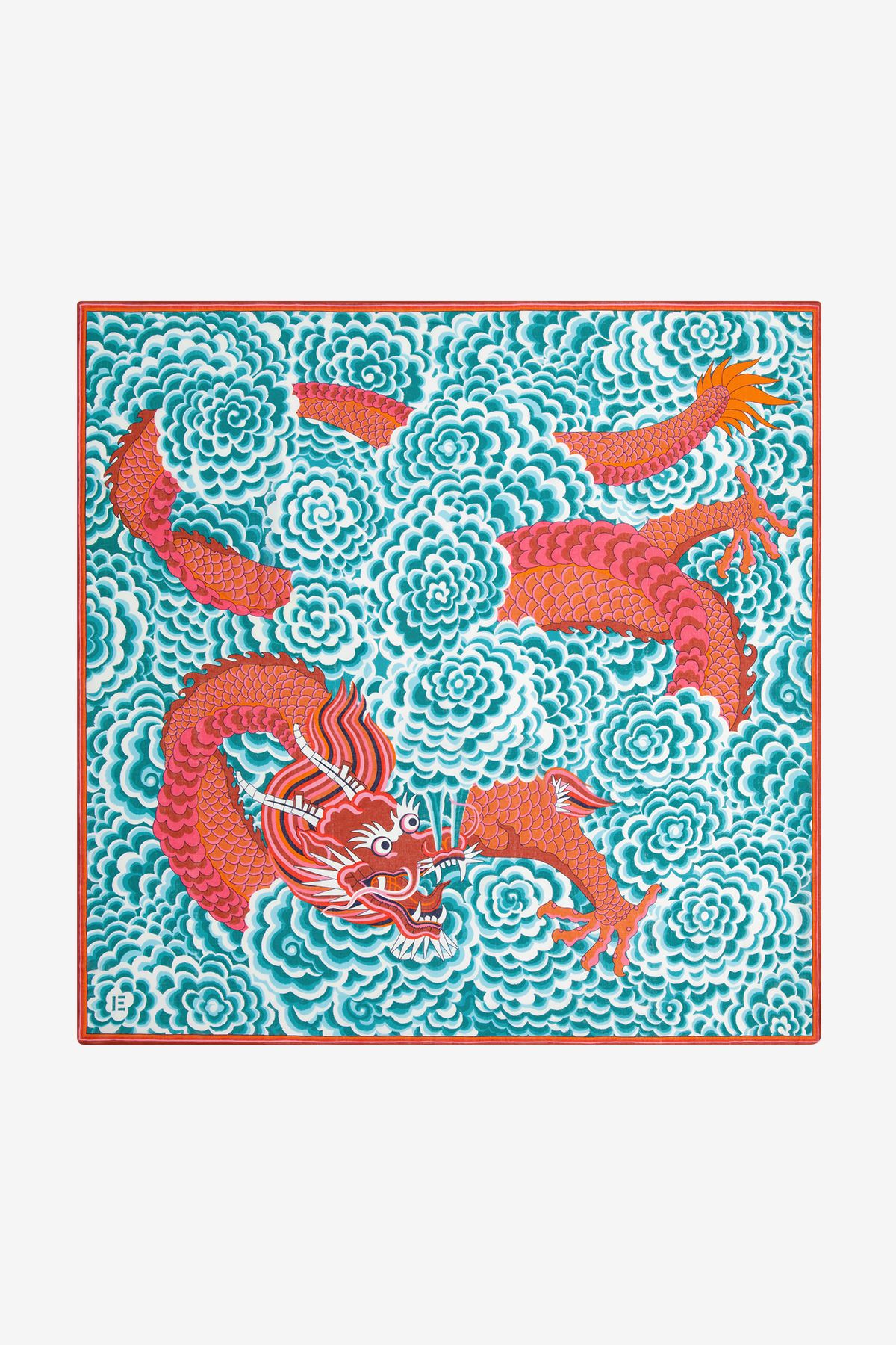 Carré 130 - Dragon - Bleu Turquoise