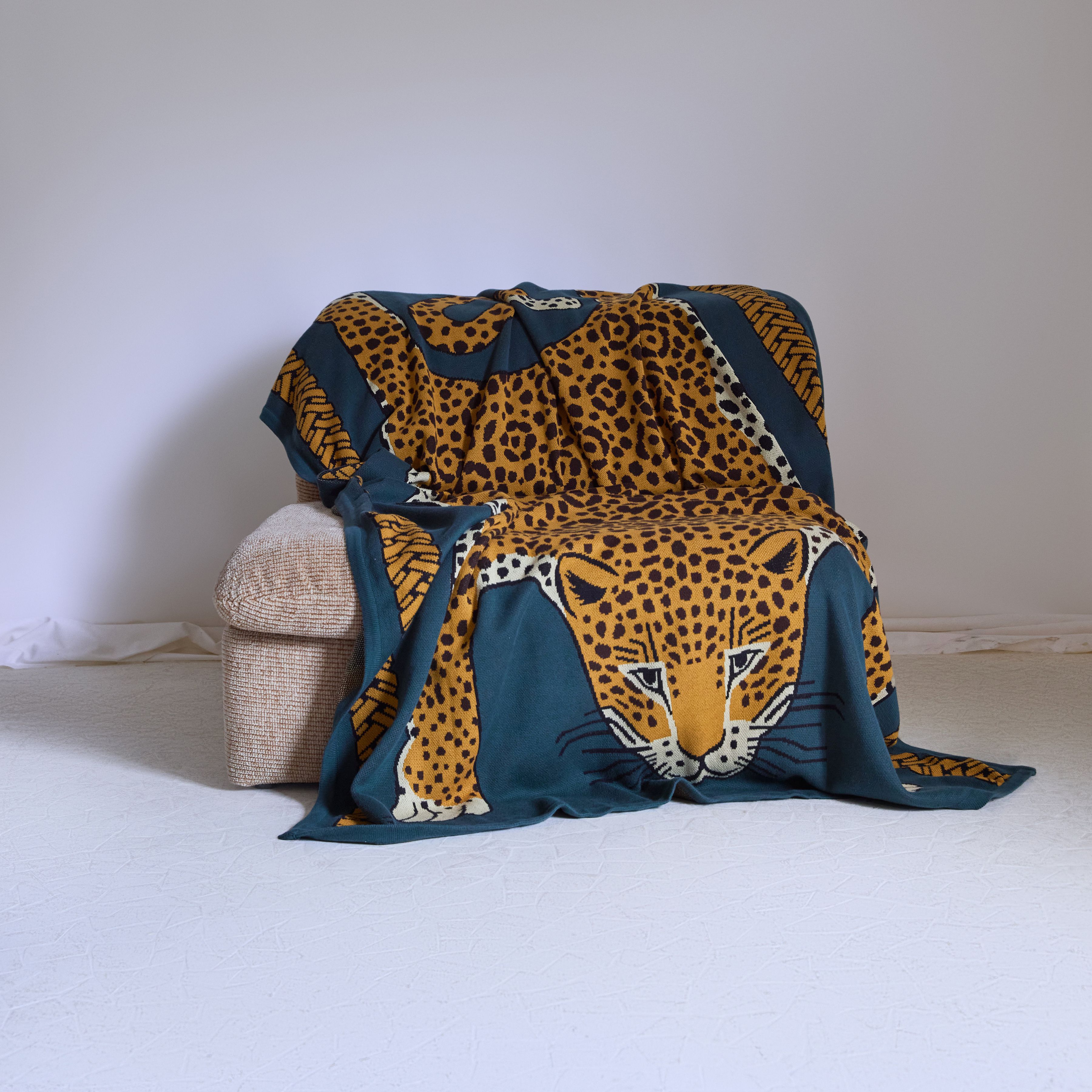 Plaid 130 - Leopard - Vert