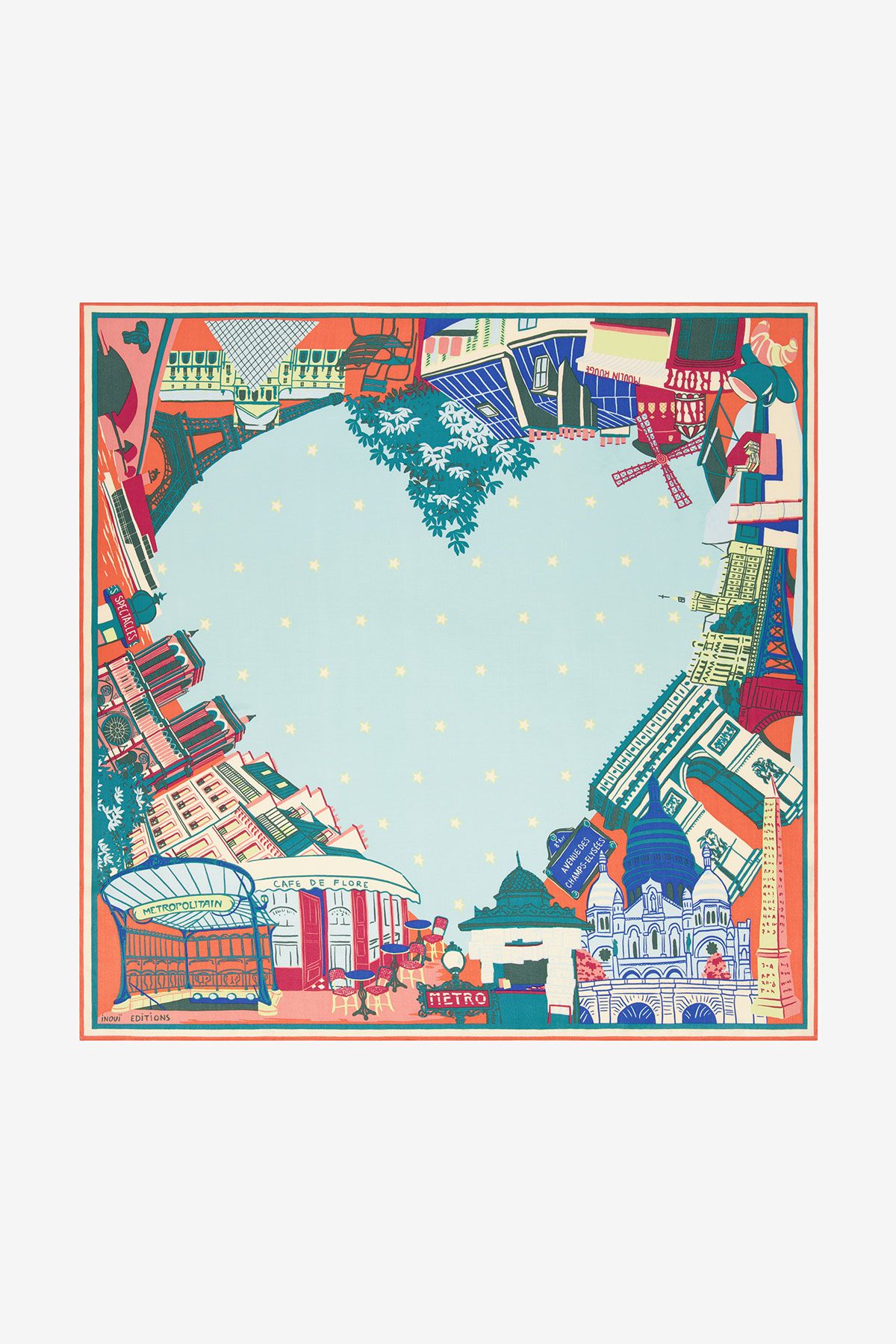 Carré en Soie 100 - J'Aime Paris - Multicolore