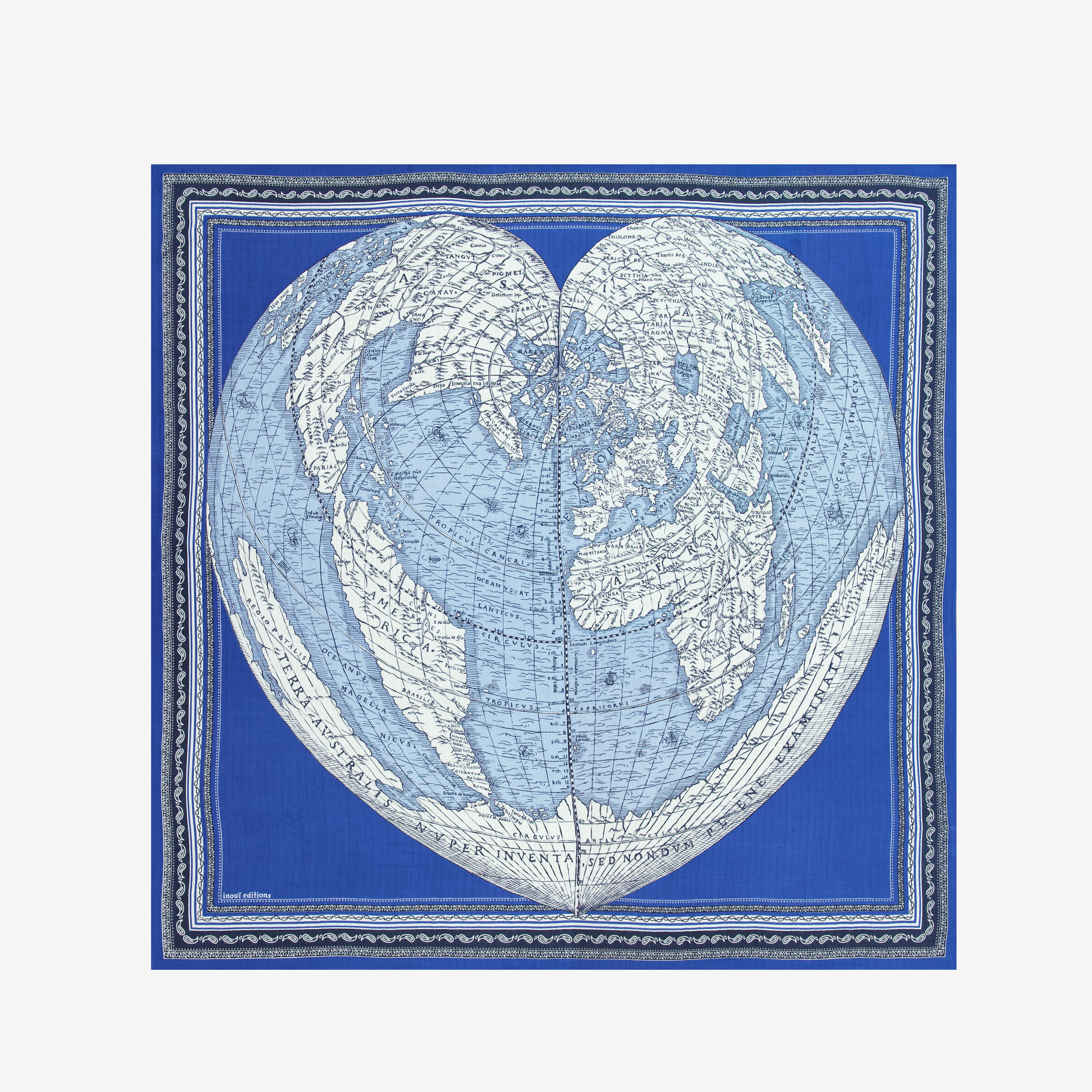 Quadratisches 130 - Mappemonde - Blau