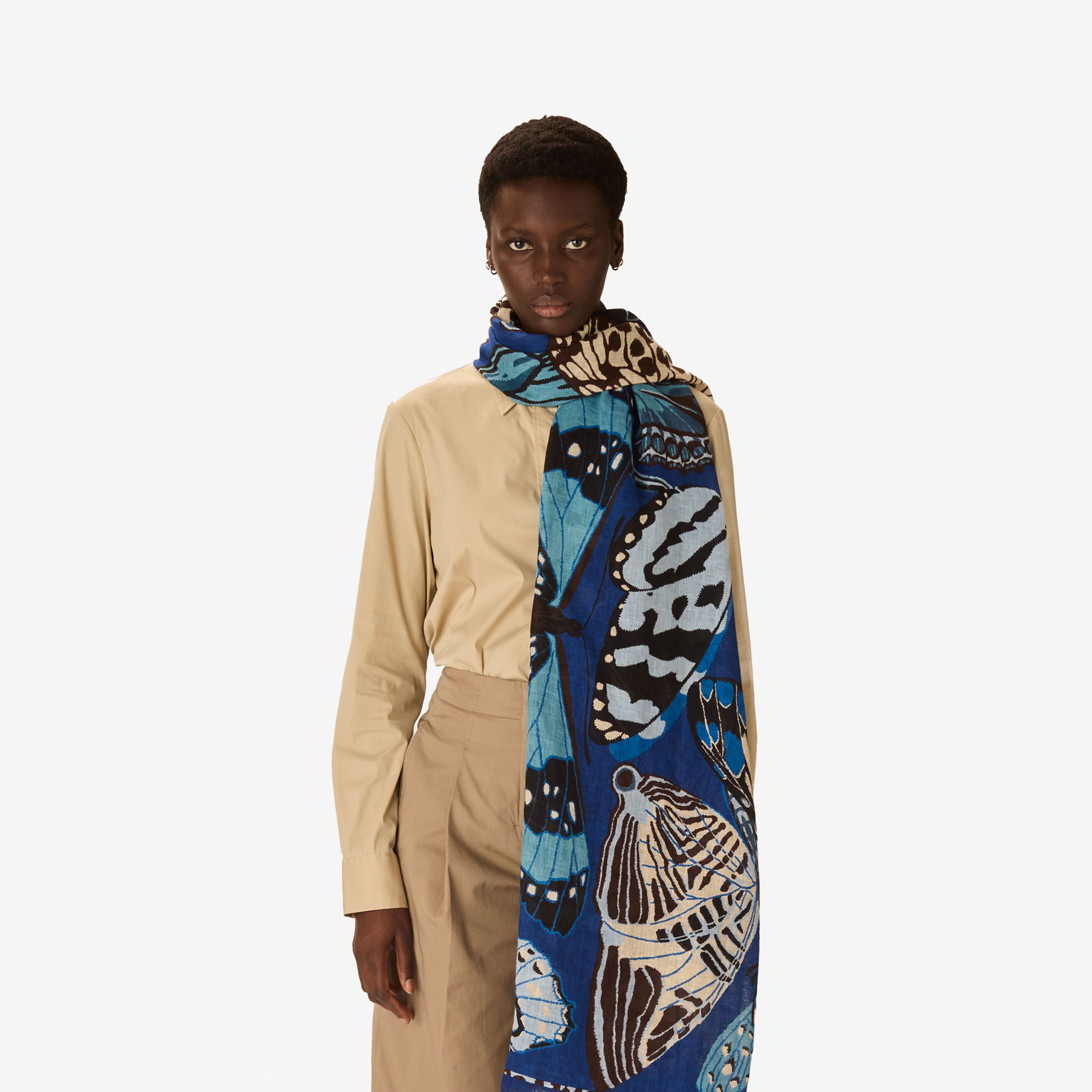 Scarf 100 - Papillons - Navy