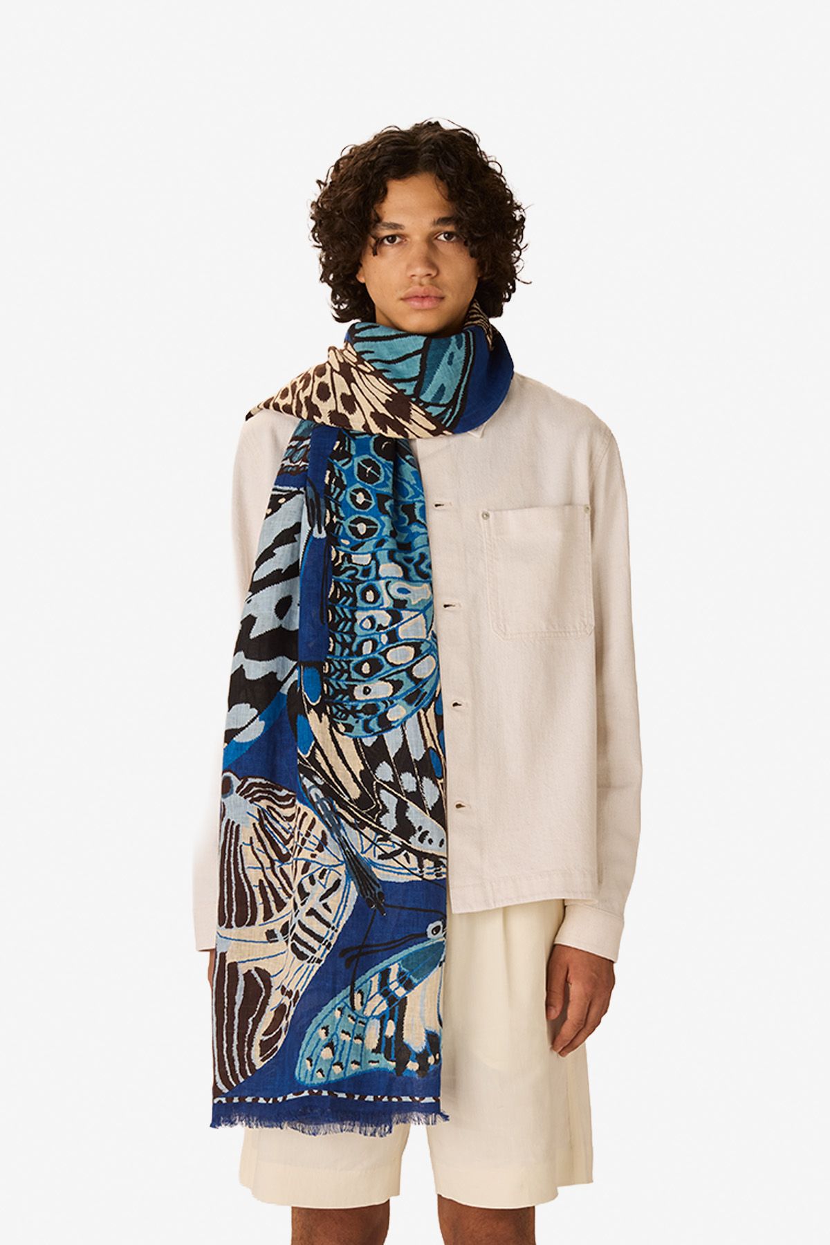 Écharpe 100 - Papillons - Bleu Marine