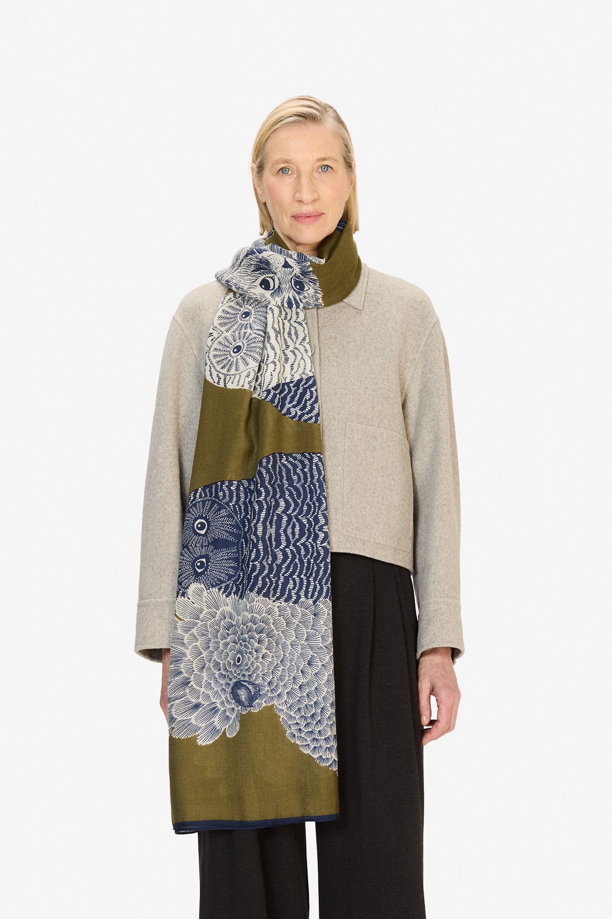 Écharpe 80 - Chouette - Kaki