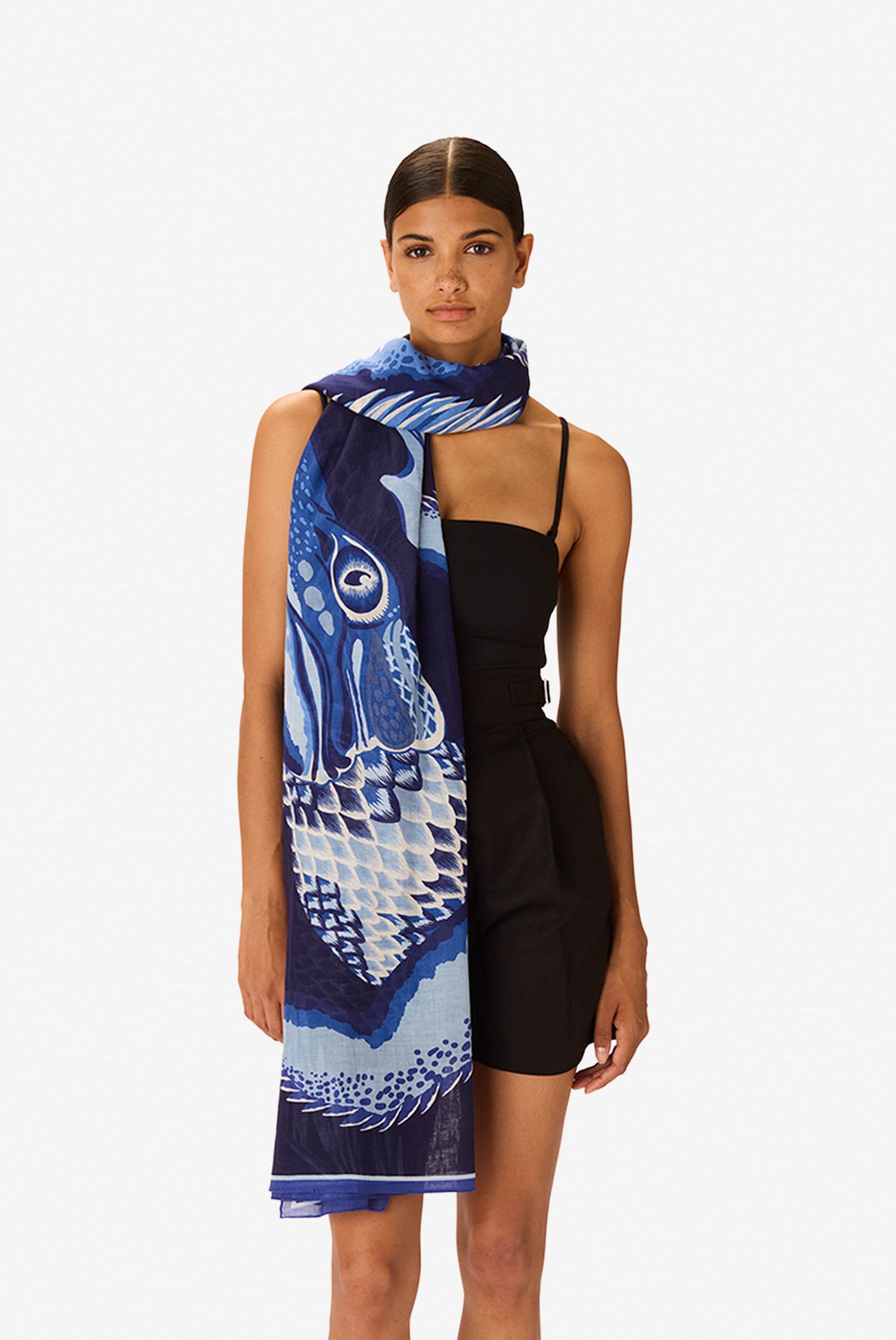 Écharpe 100 - Croco - Bleu Marine