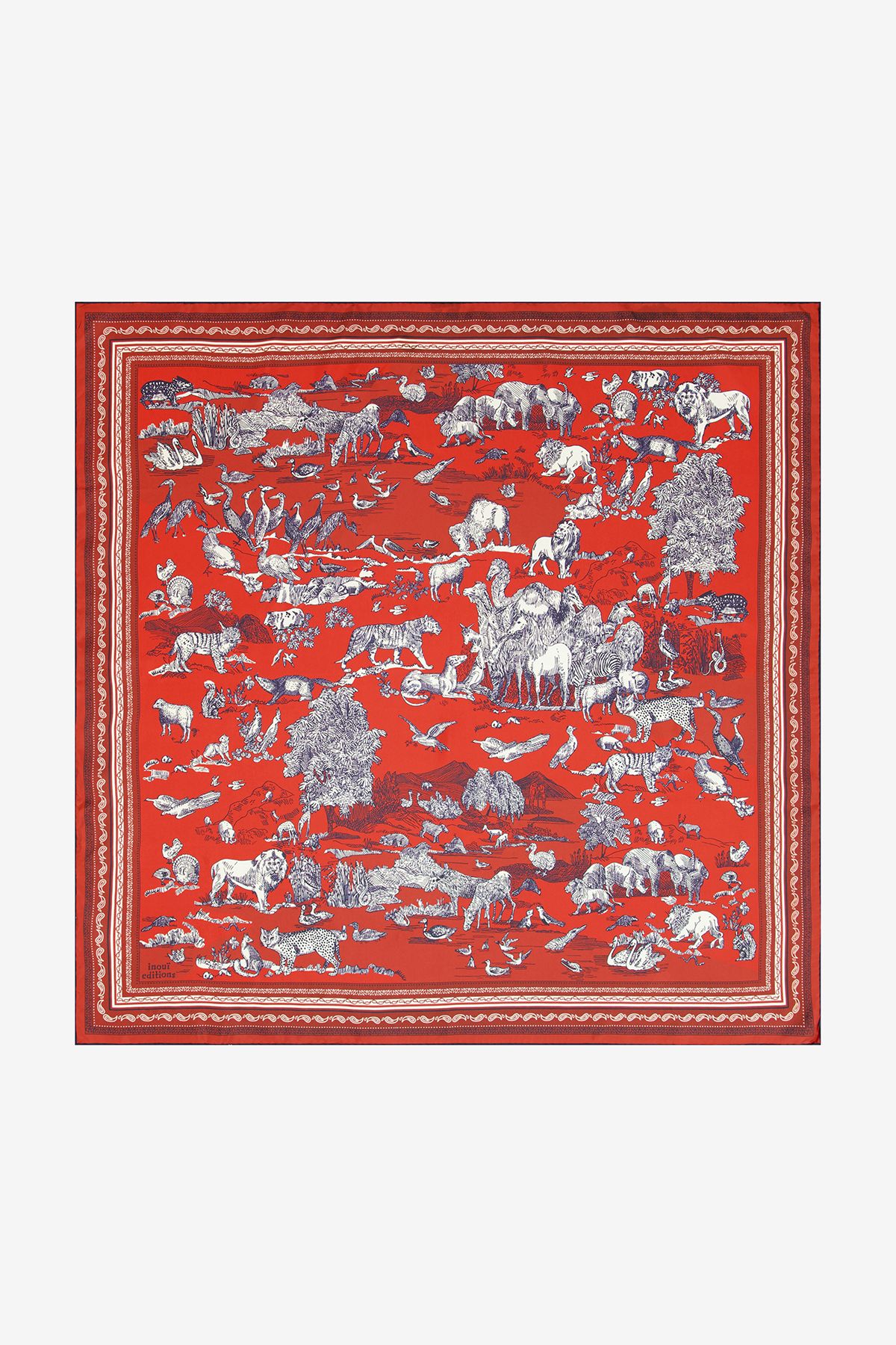 Square 100 - Reverie - Turquoise & Red