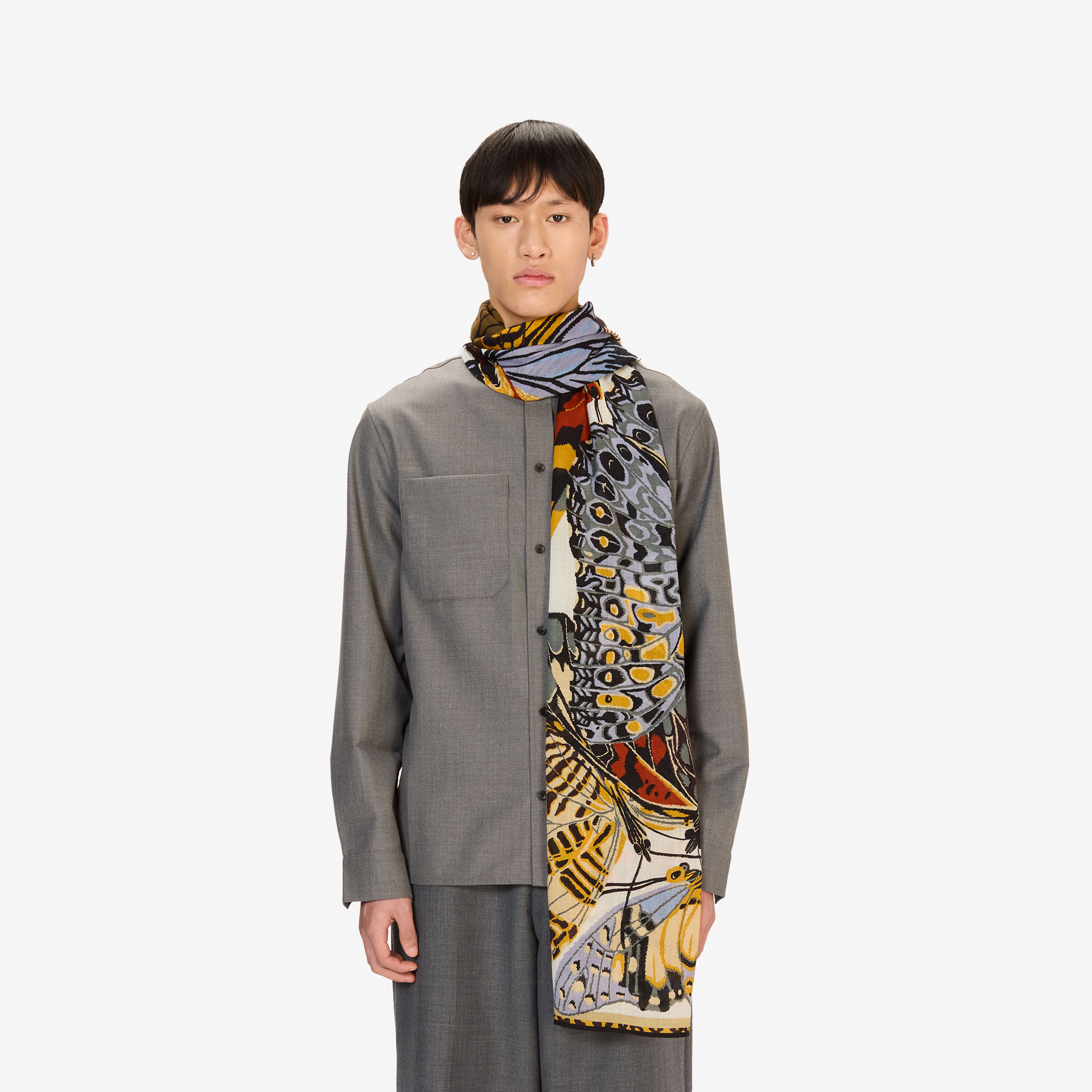 Écharpe 70 - Papillons - Blanc