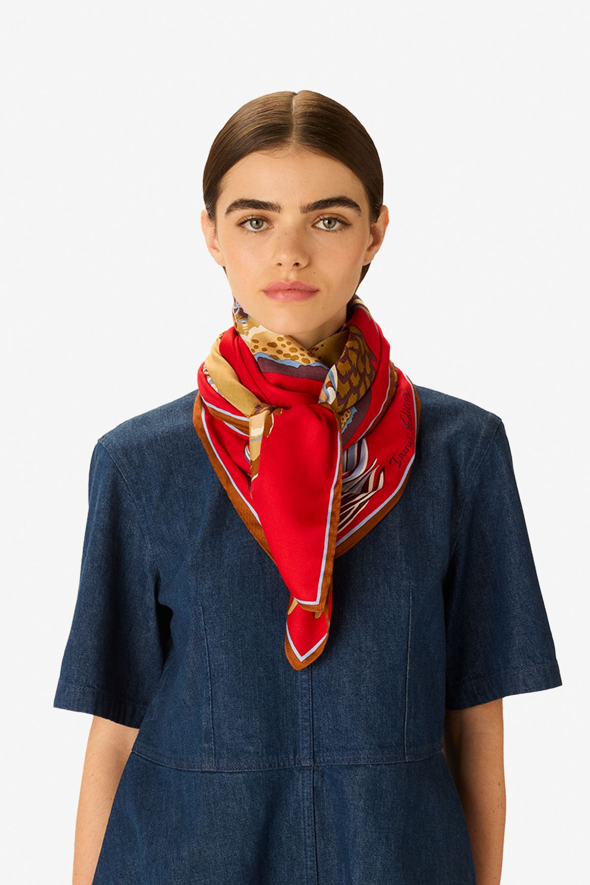 Carré 100 - Croco - Rouge