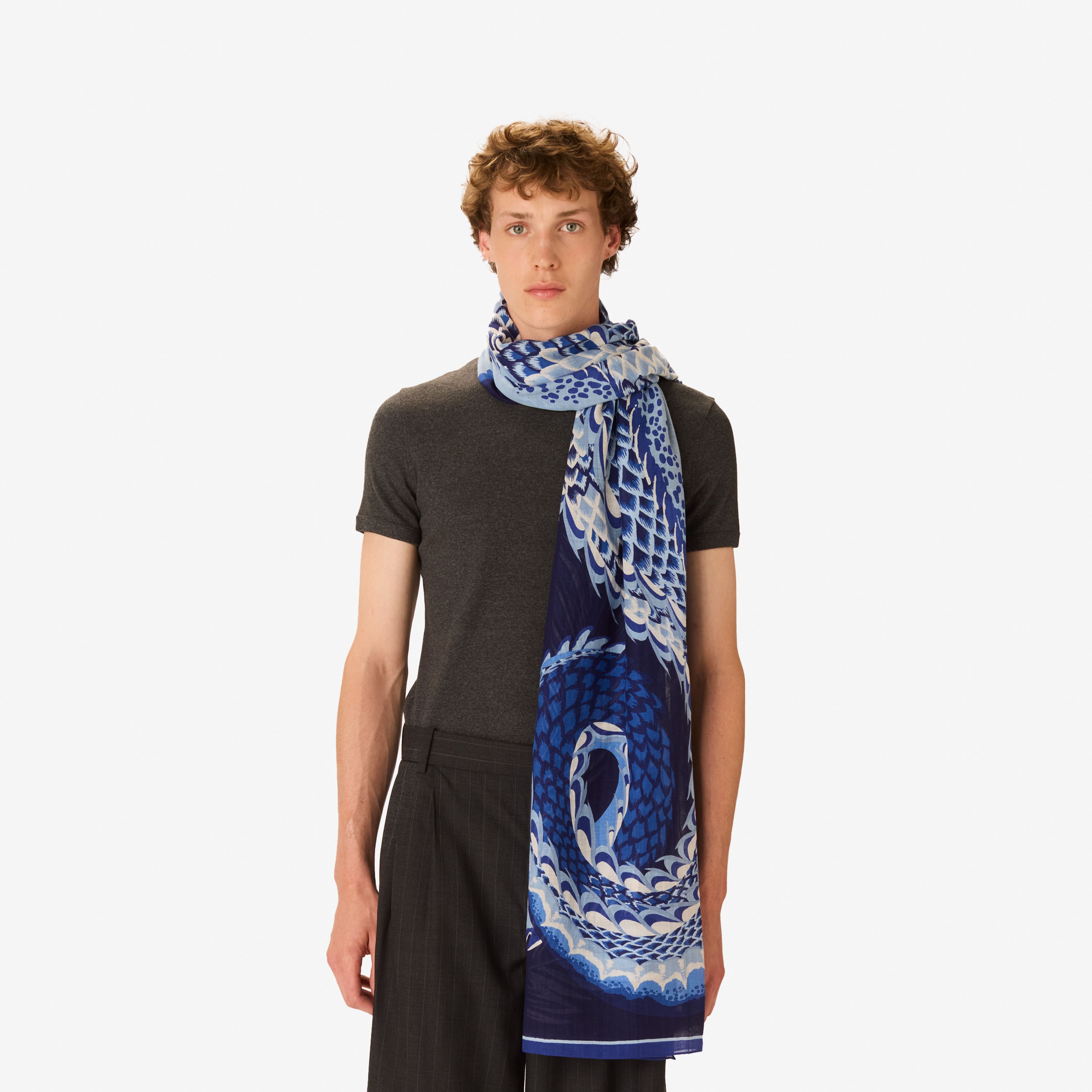 Schal 100 - Croco - Marineblau