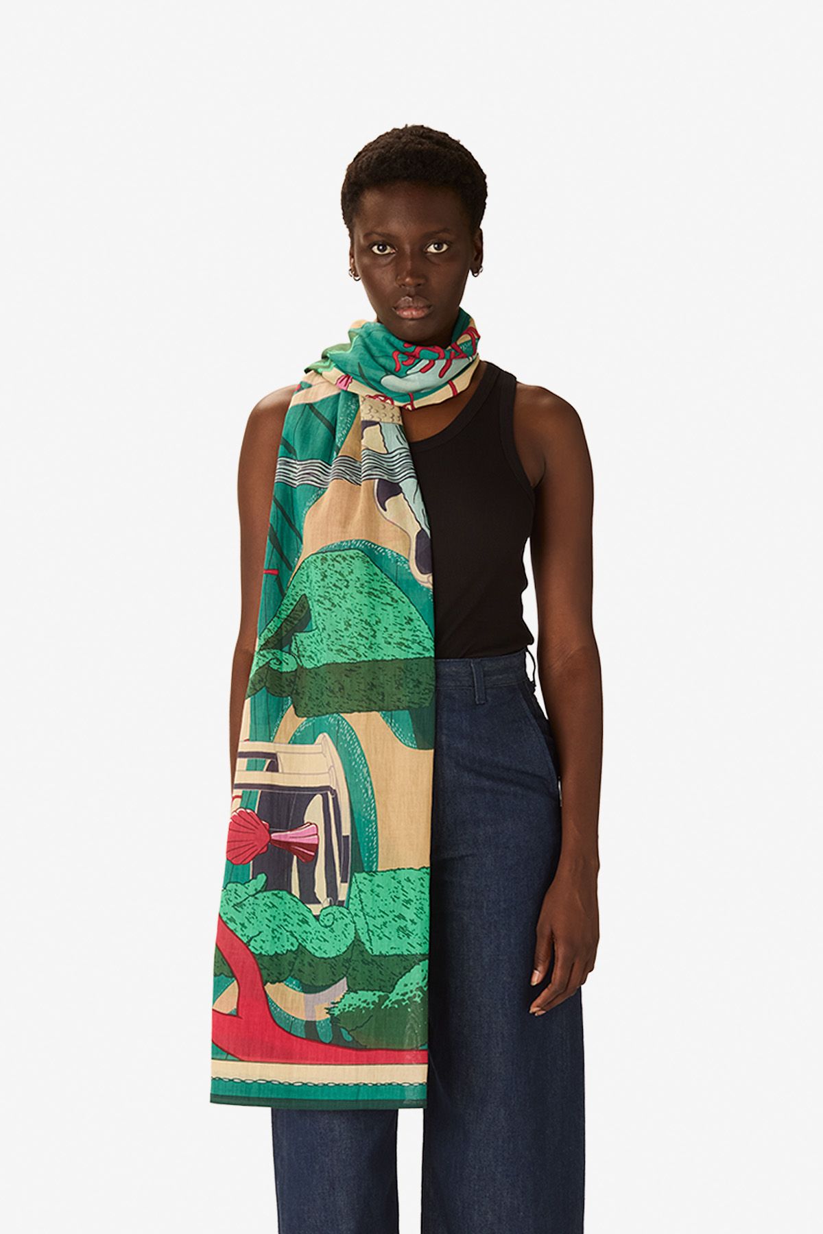 Écharpe 100 - Jardin - Fuchsia