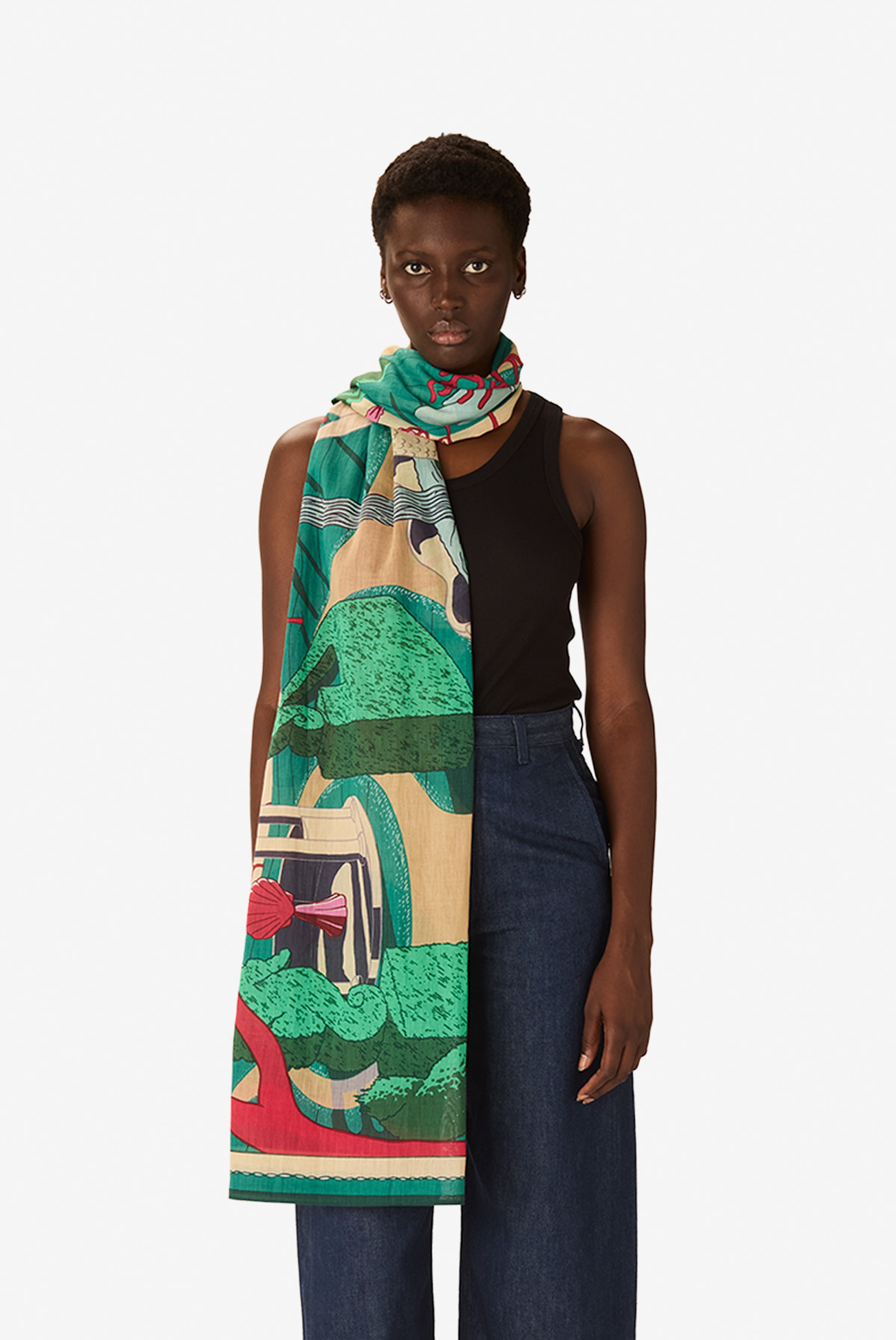 Écharpe 100 - Jardin - Fuchsia