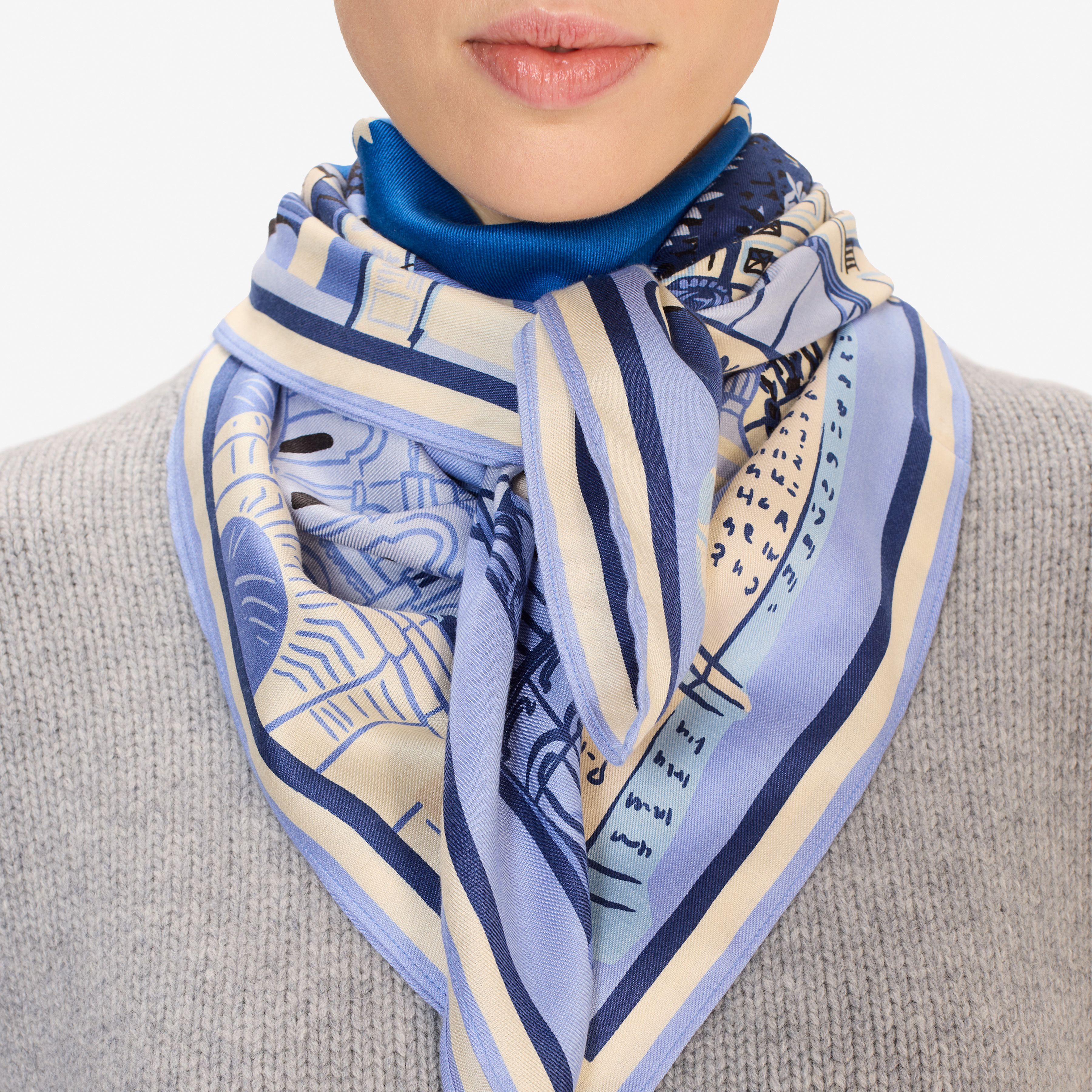 Seide Quadratisches 100 - J'Aime Paris - Blau