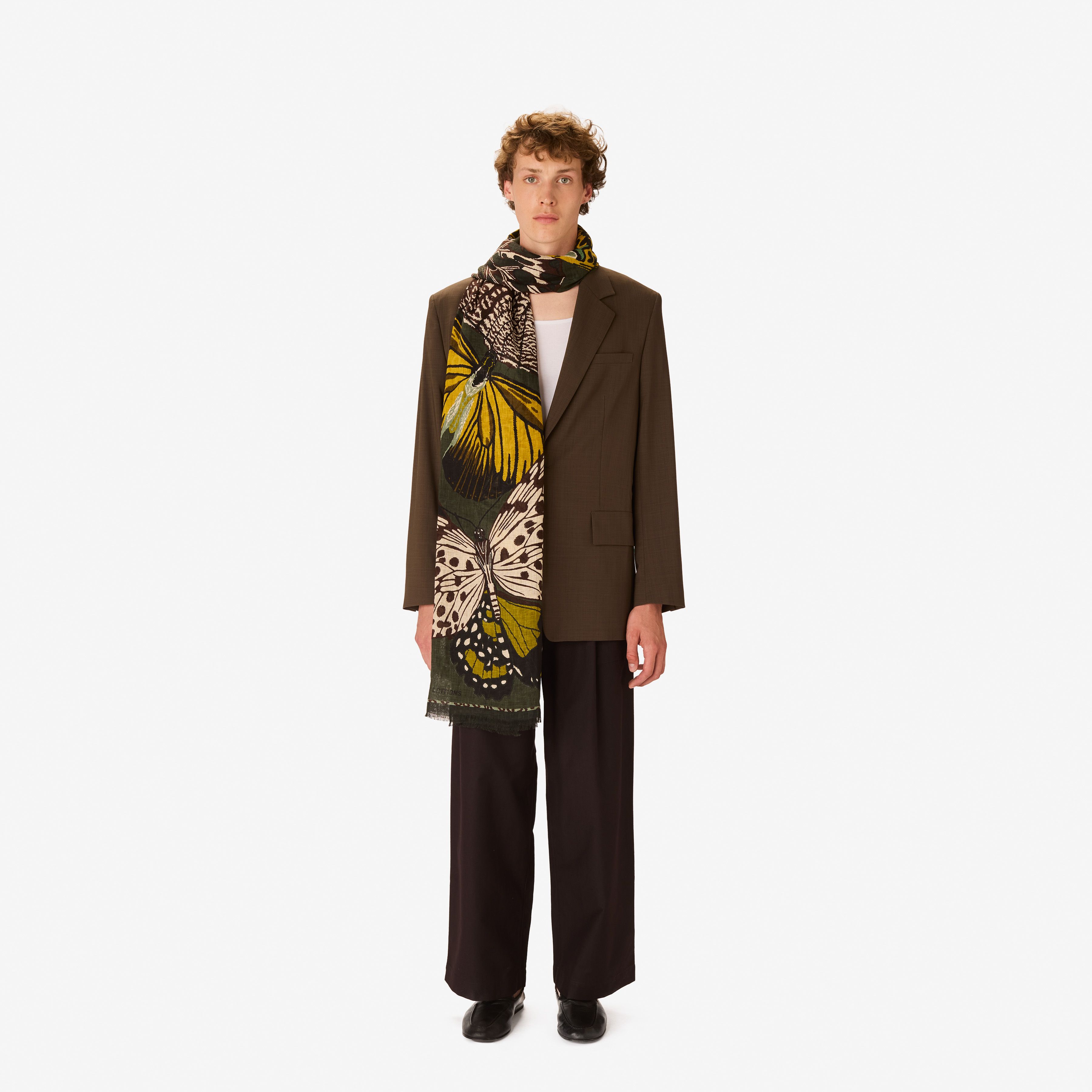 Écharpe 100 - Papillons - kaki