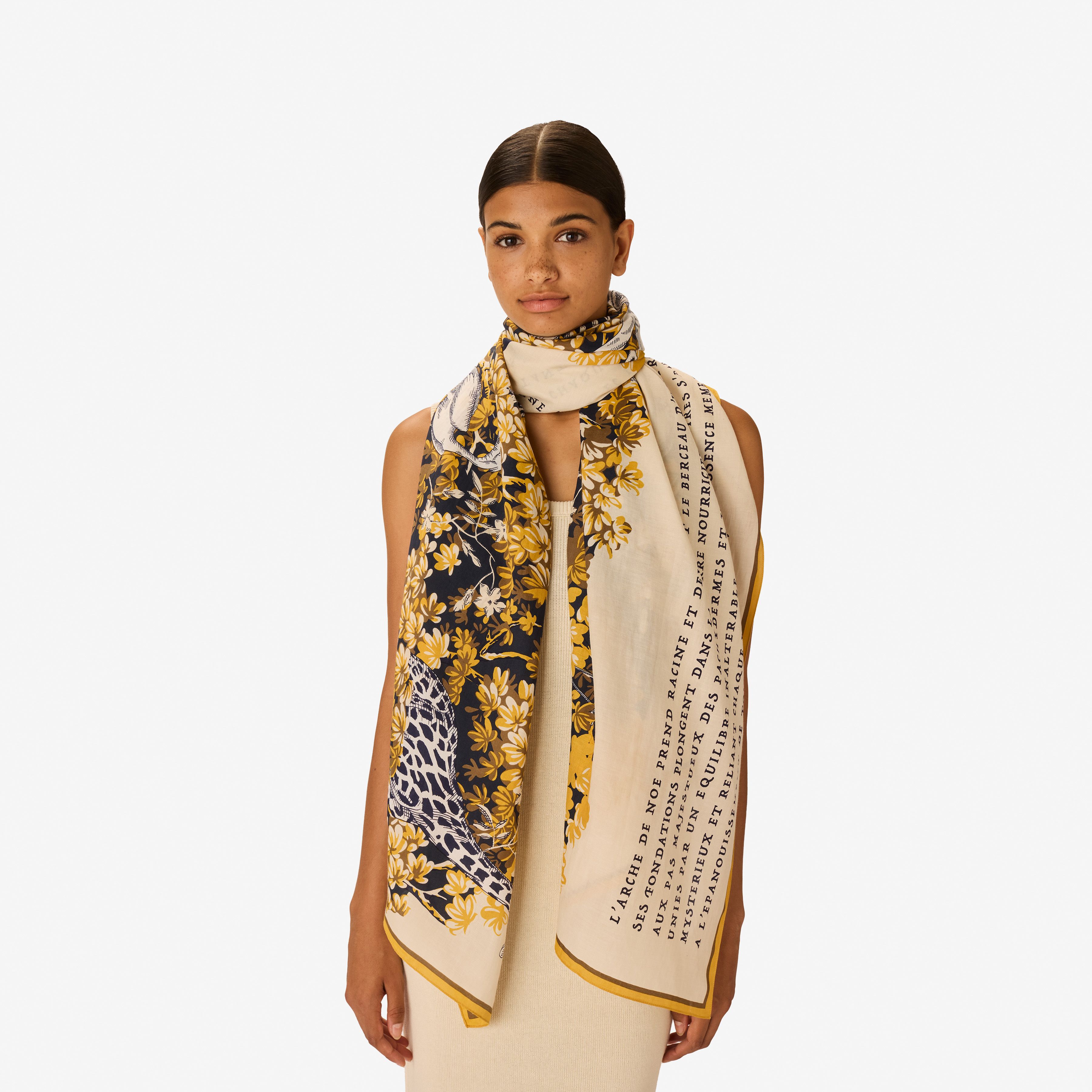 Schal 100 - Bestiaire - Weiß